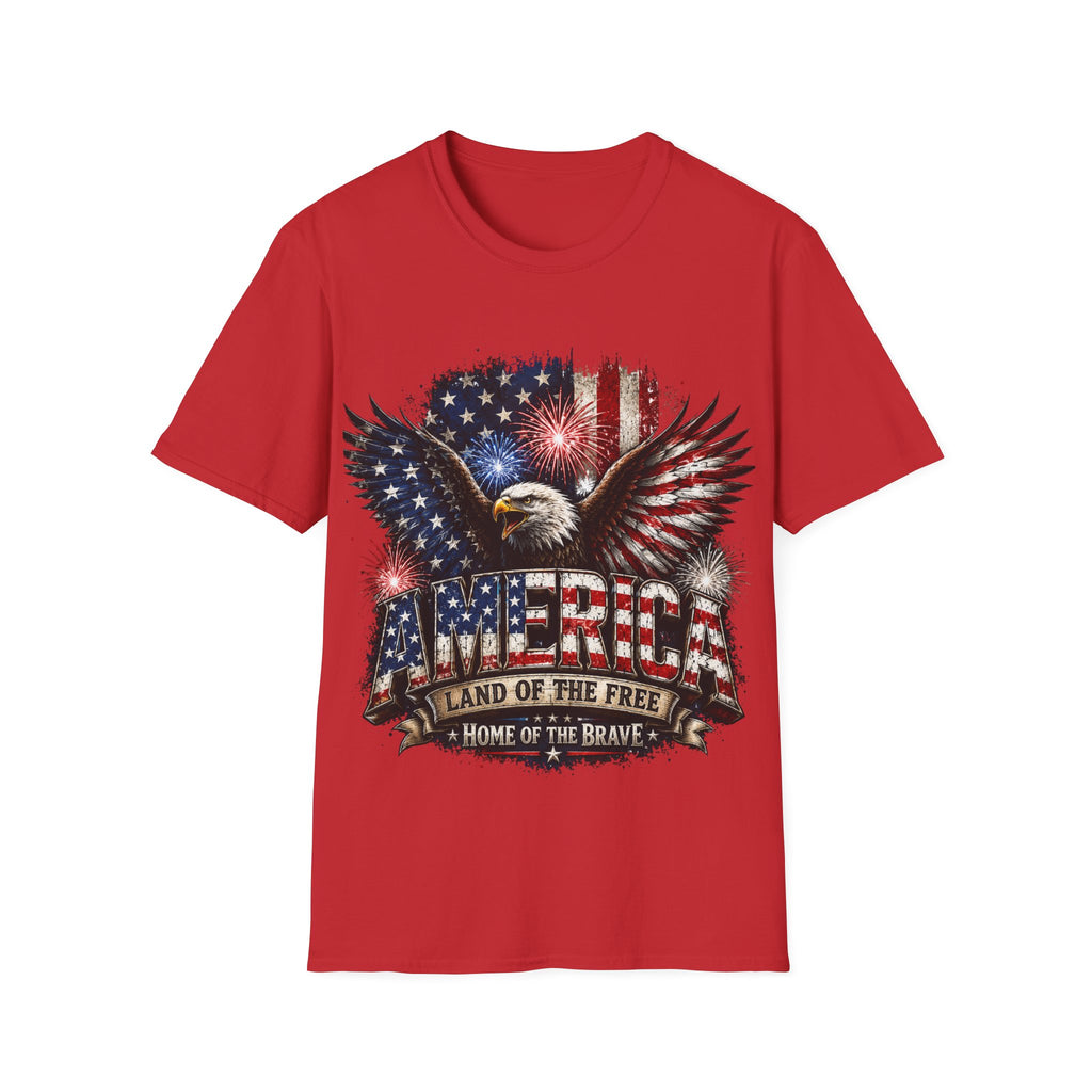 Vintage American Eagle Patriotic T-Shirt | Land of the Free Home of the Brave | USA Flag Graphic Tee