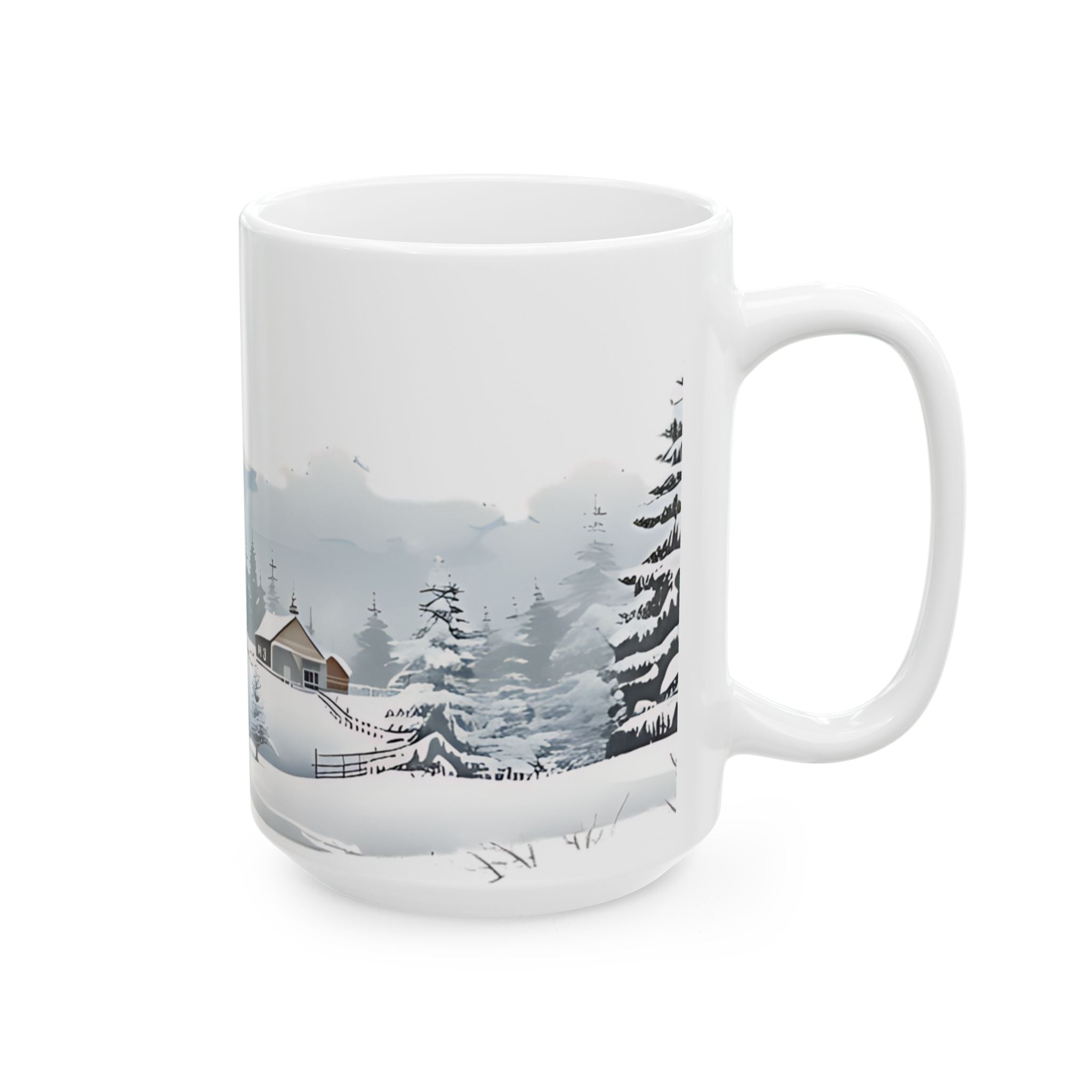 Watercolor Winter Forest Mug | Snowy Christmas Coffee Cup