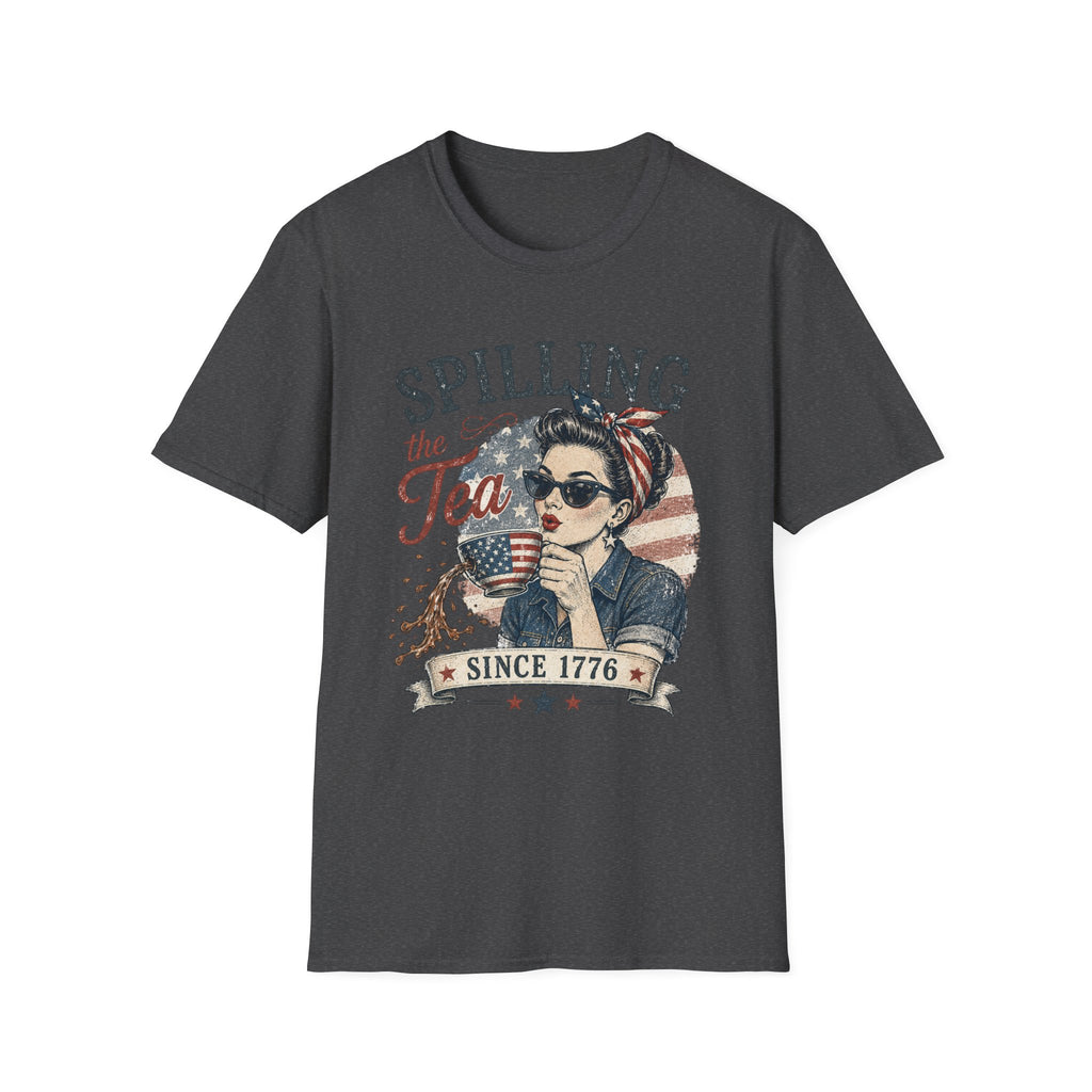 Spilling The Tea Since 1776 T-Shirt | Vintage Patriotic Graphic Tee | Funny America Independence Day Shirt