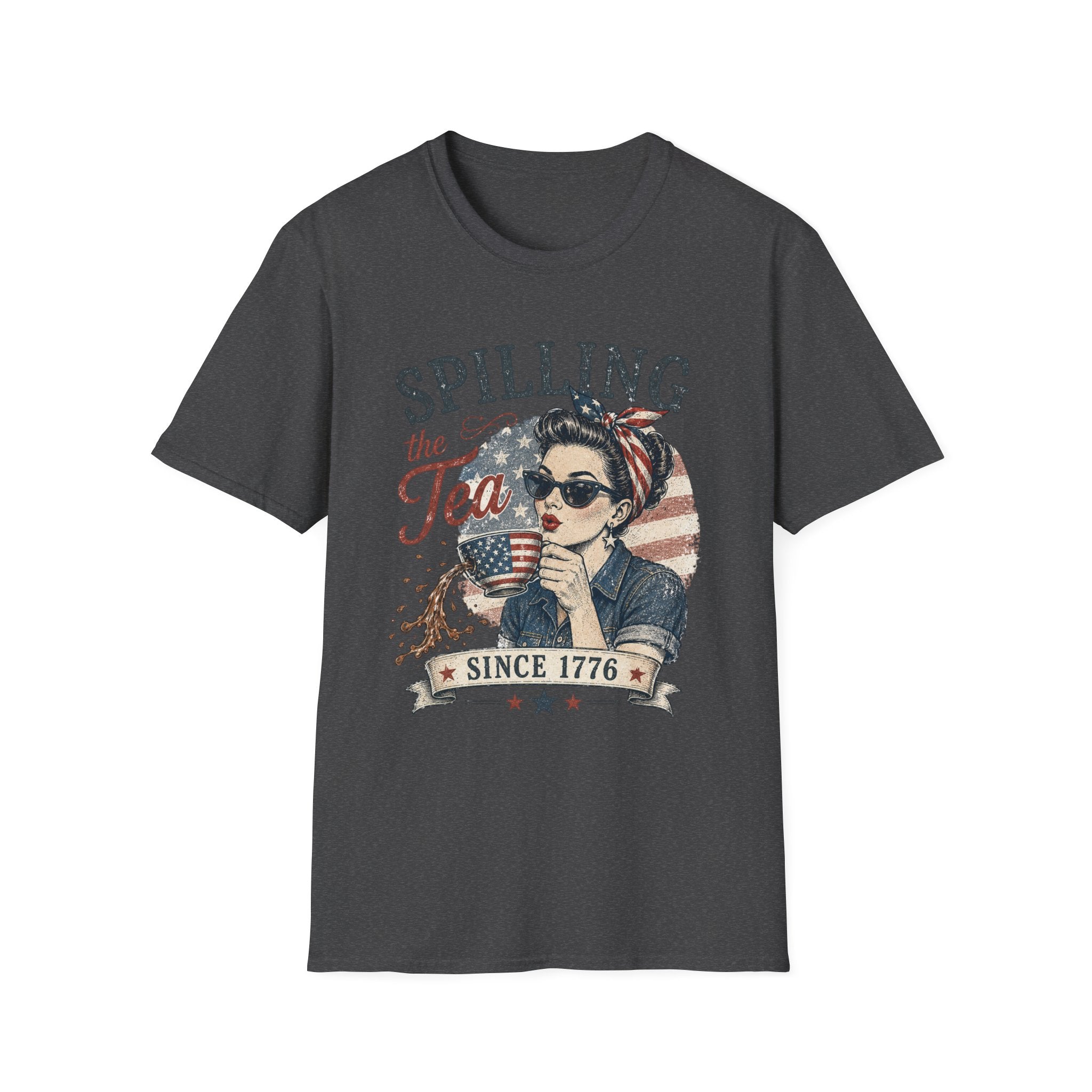 Spilling The Tea Since 1776 T-Shirt | Vintage Patriotic Graphic Tee | Funny America Independence Day Shirt