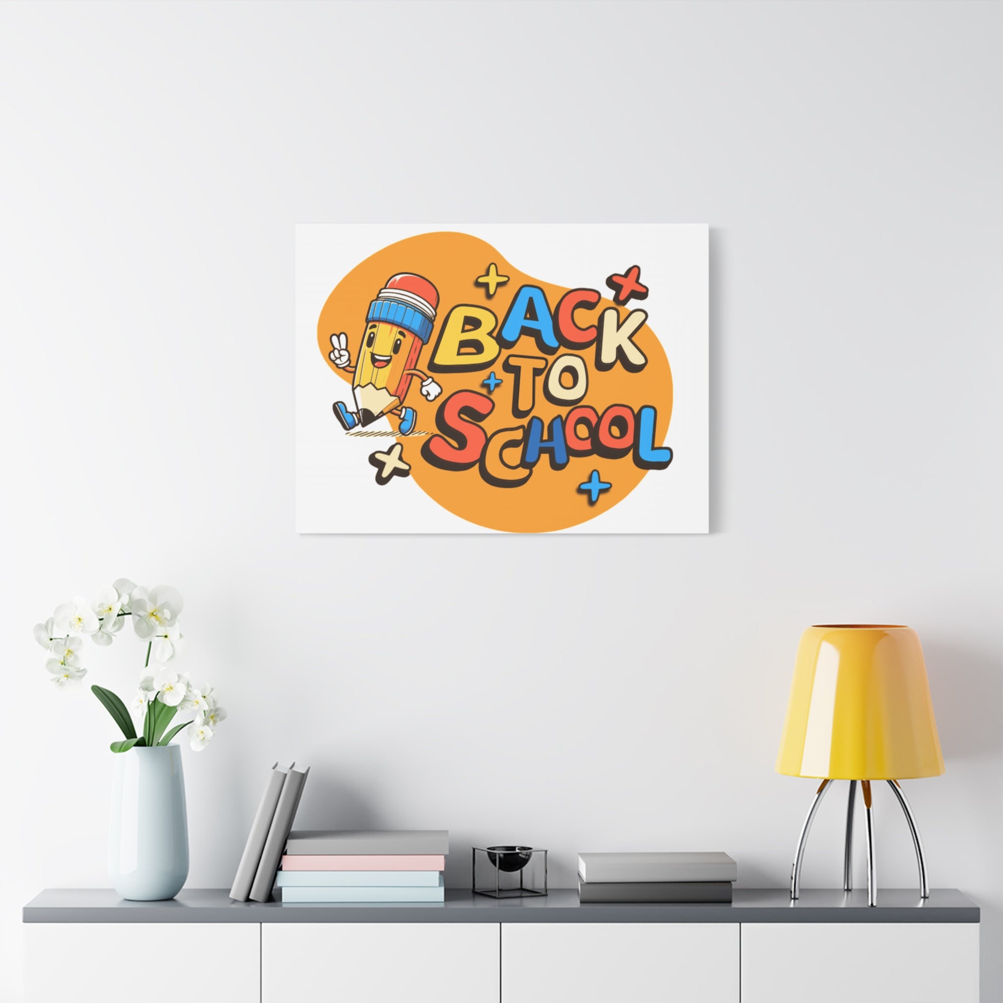 Back to School Canvas Wall Art — Cheerful Pencil Classroom Decor