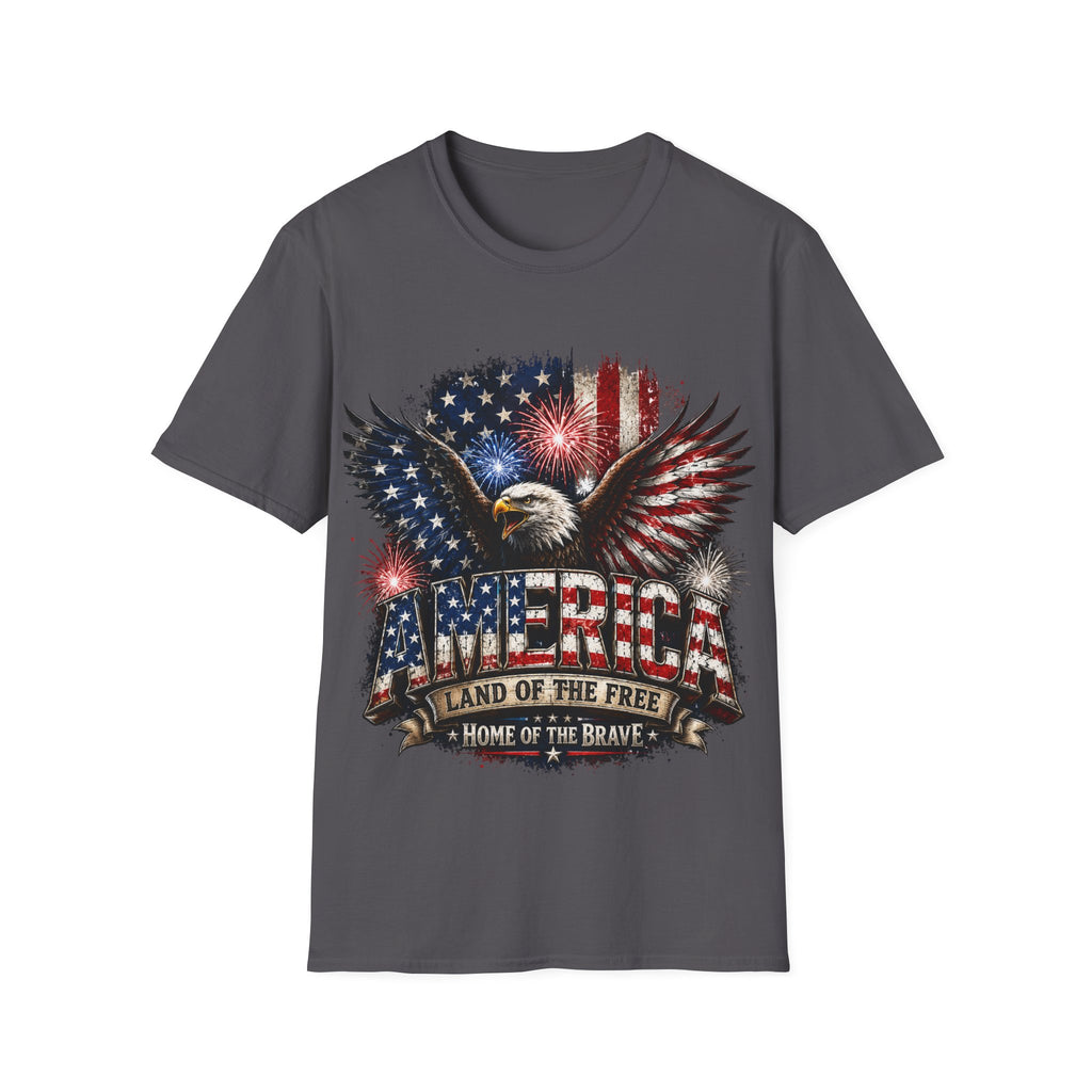 Vintage American Eagle Patriotic T-Shirt | Land of the Free Home of the Brave | USA Flag Graphic Tee