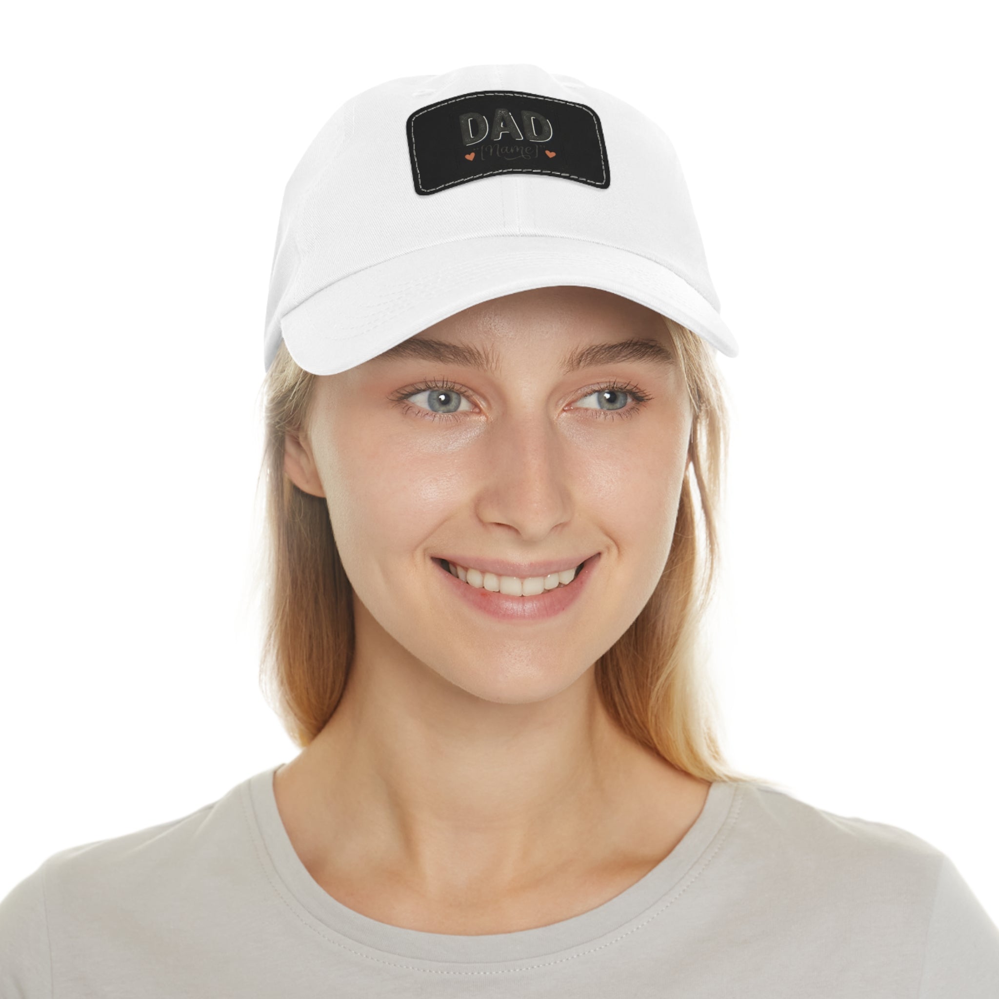 Personalized "Dad" Leather Patch Dad Hat — Custom Father's Day Cap