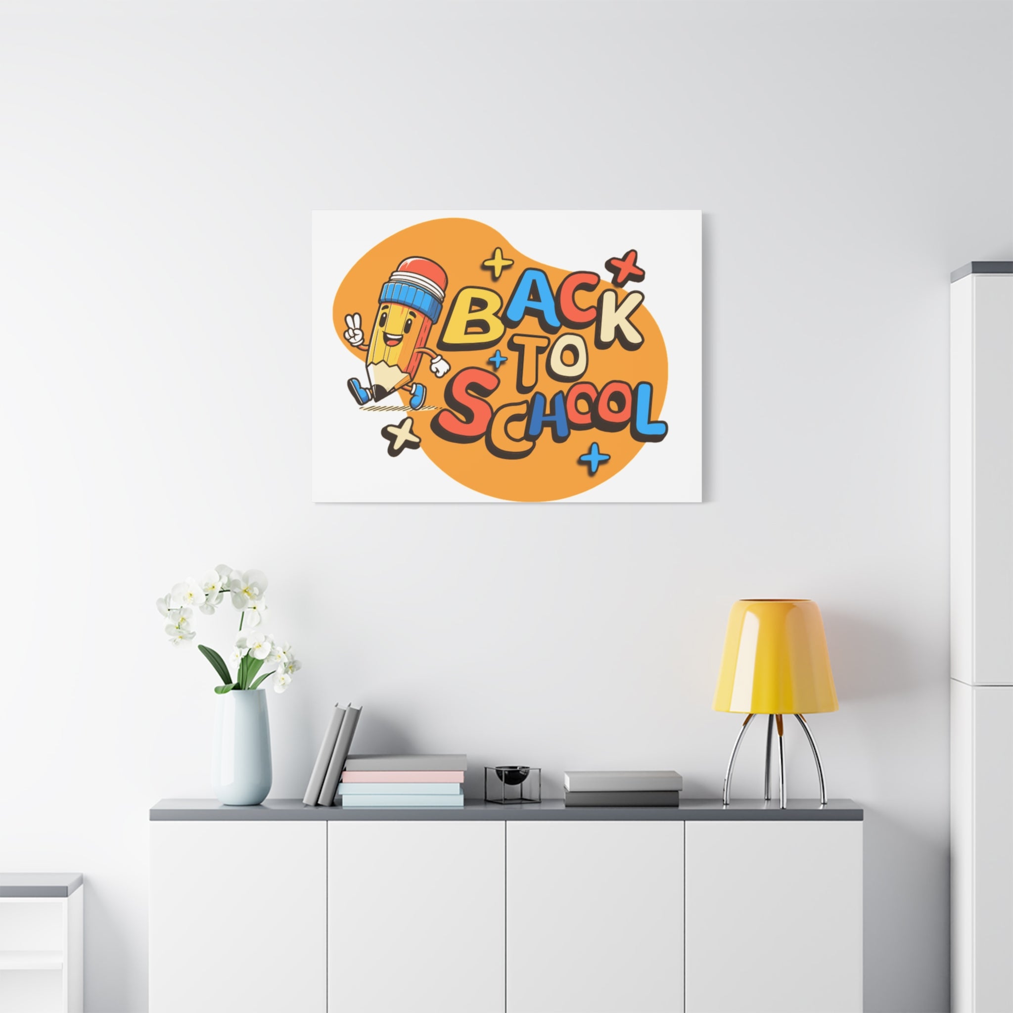 Back to School Canvas Wall Art — Cheerful Pencil Classroom Decor