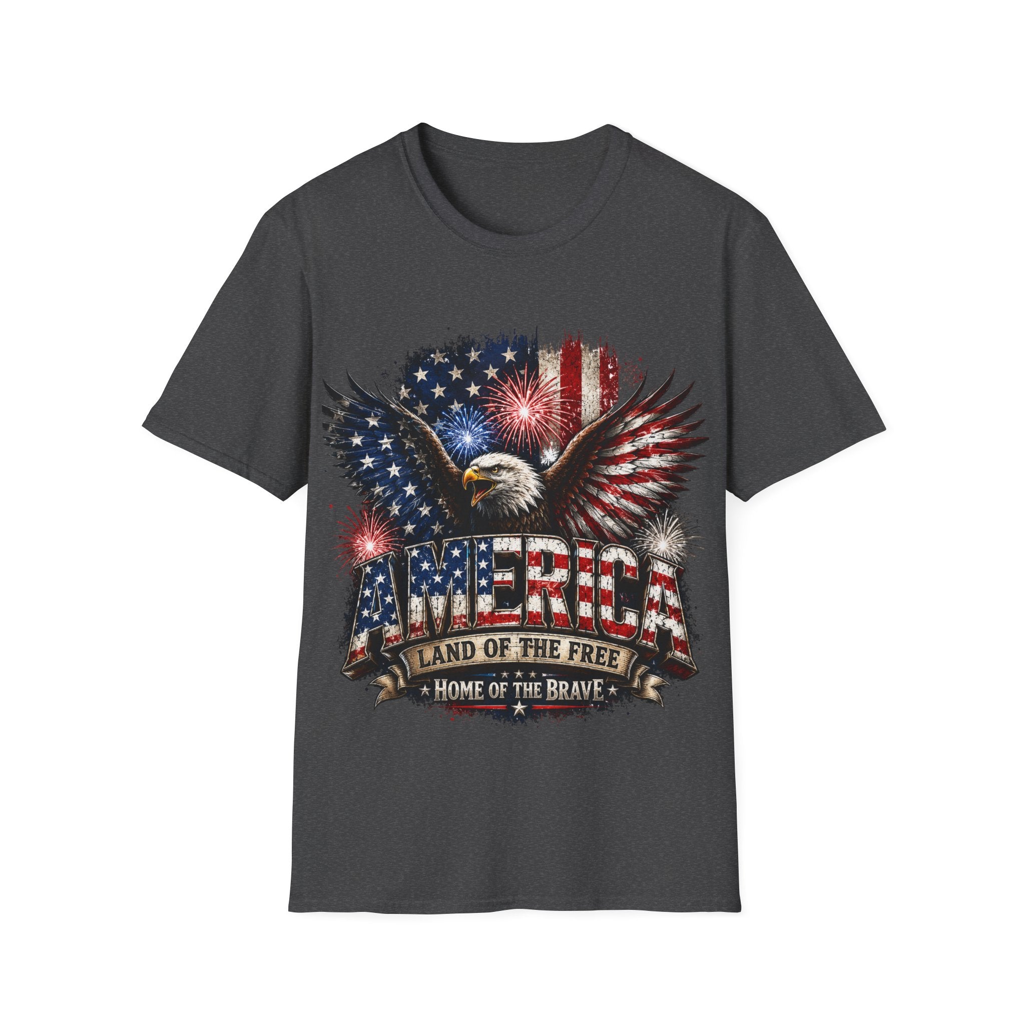 Vintage American Eagle Patriotic T-Shirt | Land of the Free Home of the Brave | USA Flag Graphic Tee