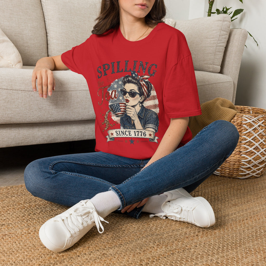 Spilling The Tea Since 1776 T-Shirt | Vintage Patriotic Graphic Tee | Funny America Independence Day Shirt