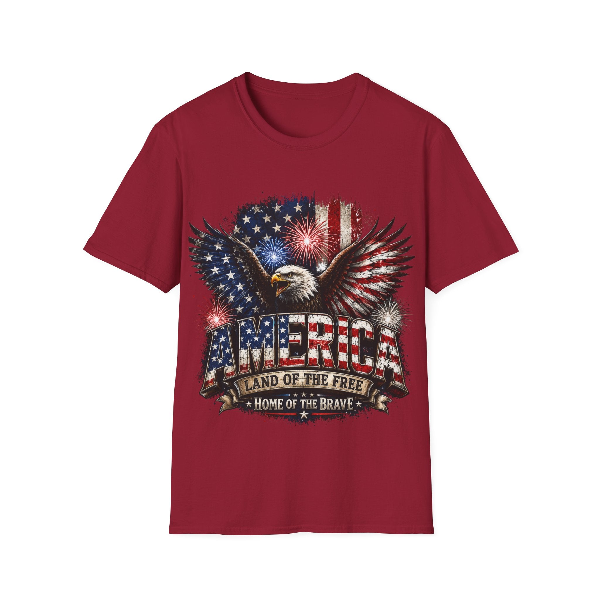 Vintage American Eagle Patriotic T-Shirt | Land of the Free Home of the Brave | USA Flag Graphic Tee