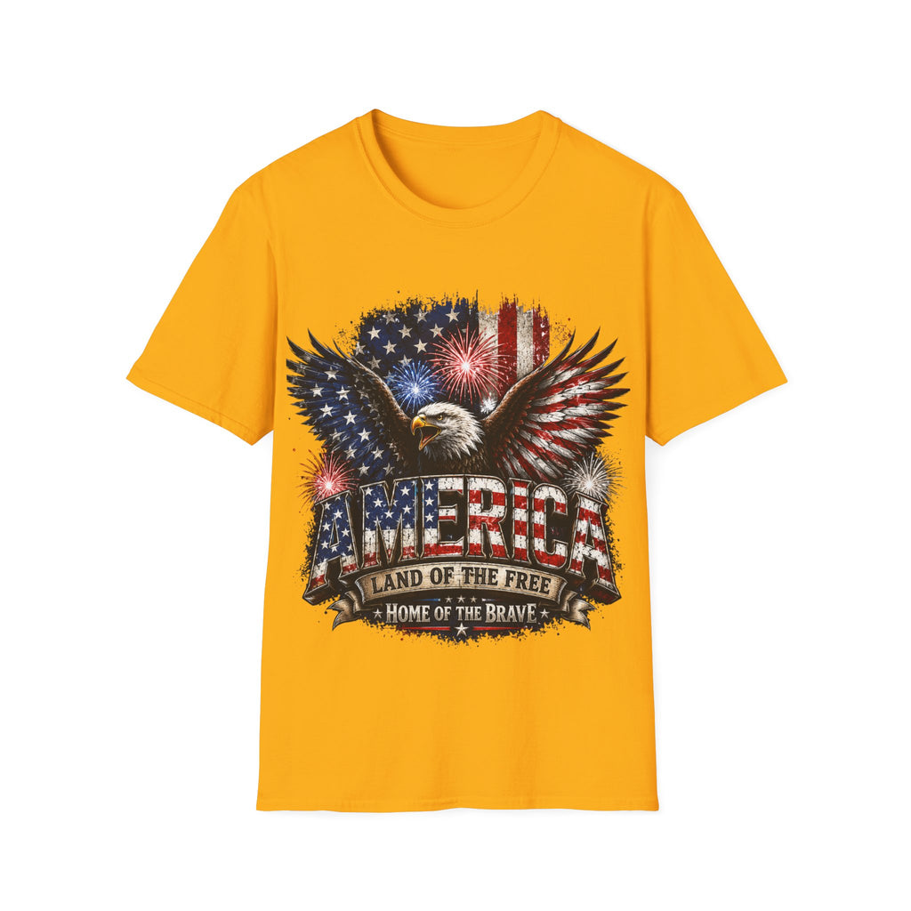 Vintage American Eagle Patriotic T-Shirt | Land of the Free Home of the Brave | USA Flag Graphic Tee