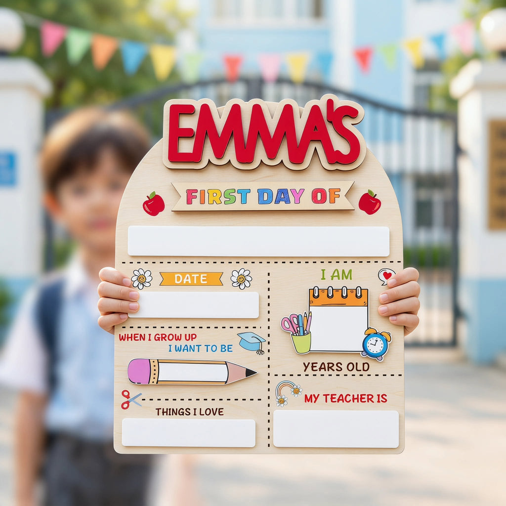 COMBO Personalized First Day of School Sign | Includes 5 Name Tags & First Day + Last Day Plaques