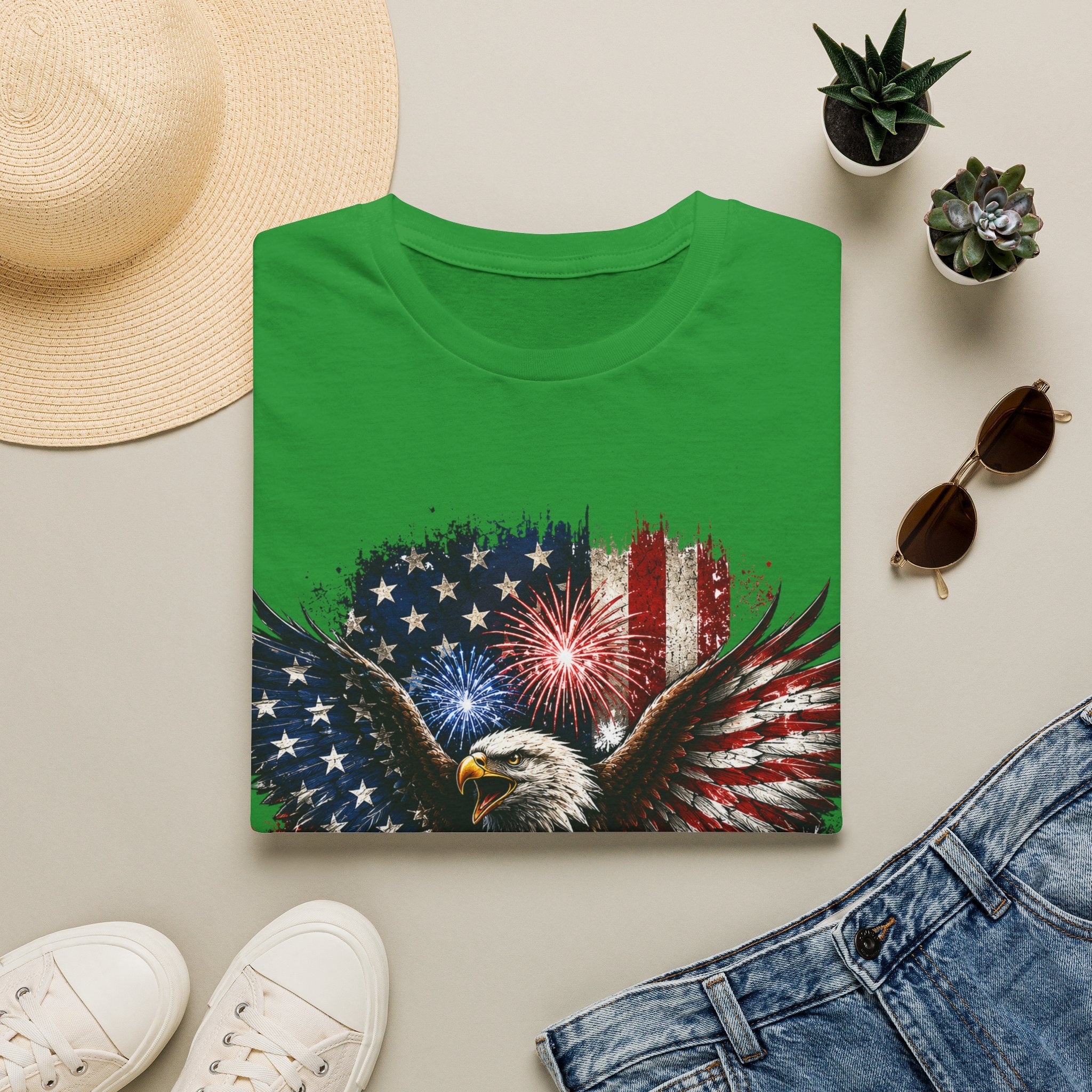 Vintage American Eagle Patriotic T-Shirt | Land of the Free Home of the Brave | USA Flag Graphic Tee