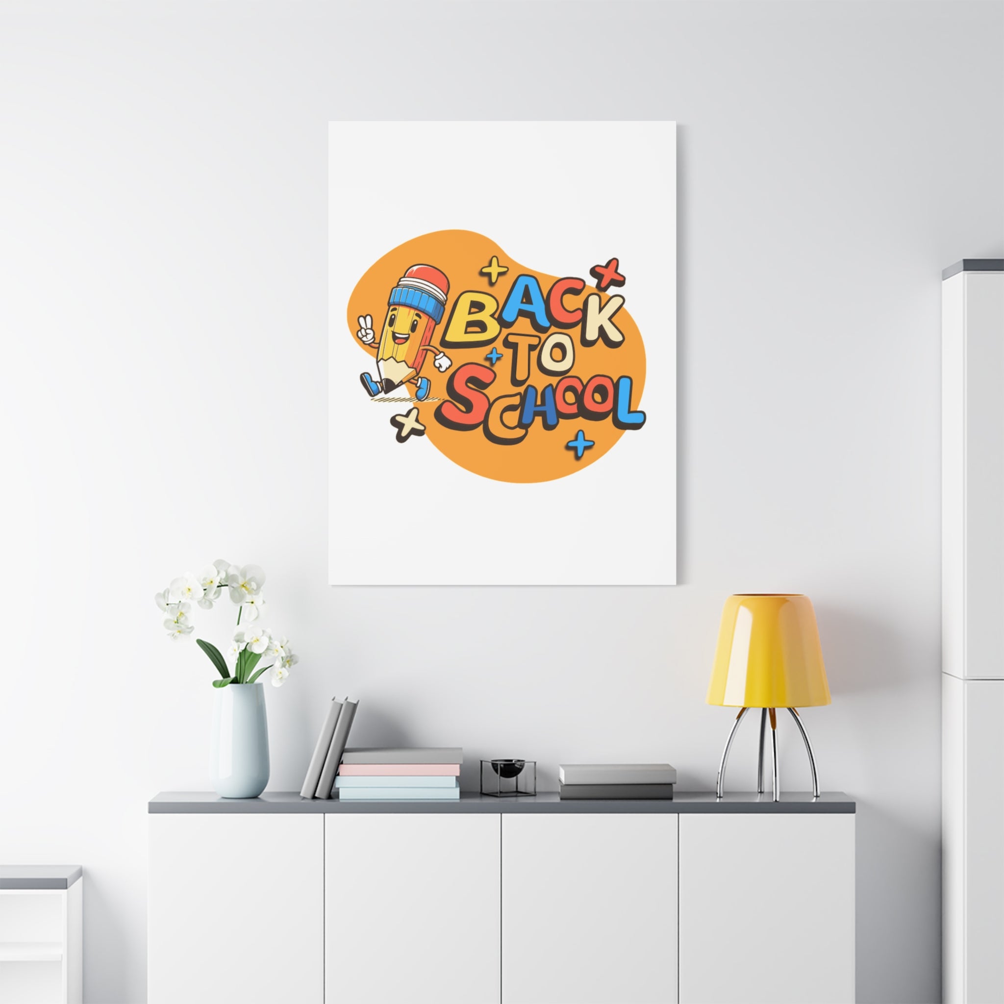 Back to School Canvas Wall Art — Cheerful Pencil Classroom Decor