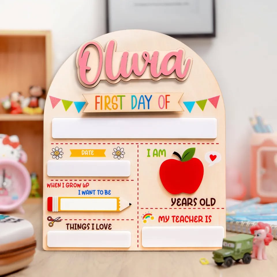 COMBO Personalized First Day of School Sign | Includes 5 Name Tags & First Day + Last Day Plaques