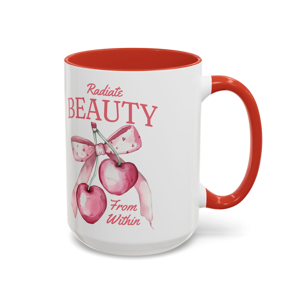 Personalized Coquette Cherry Mug | Watercolor Bow Cup