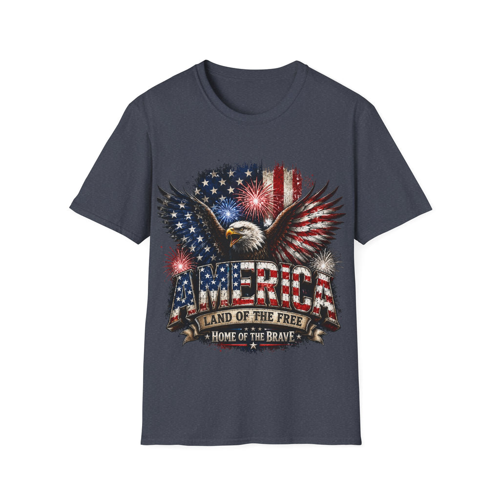 Vintage American Eagle Patriotic T-Shirt | Land of the Free Home of the Brave | USA Flag Graphic Tee