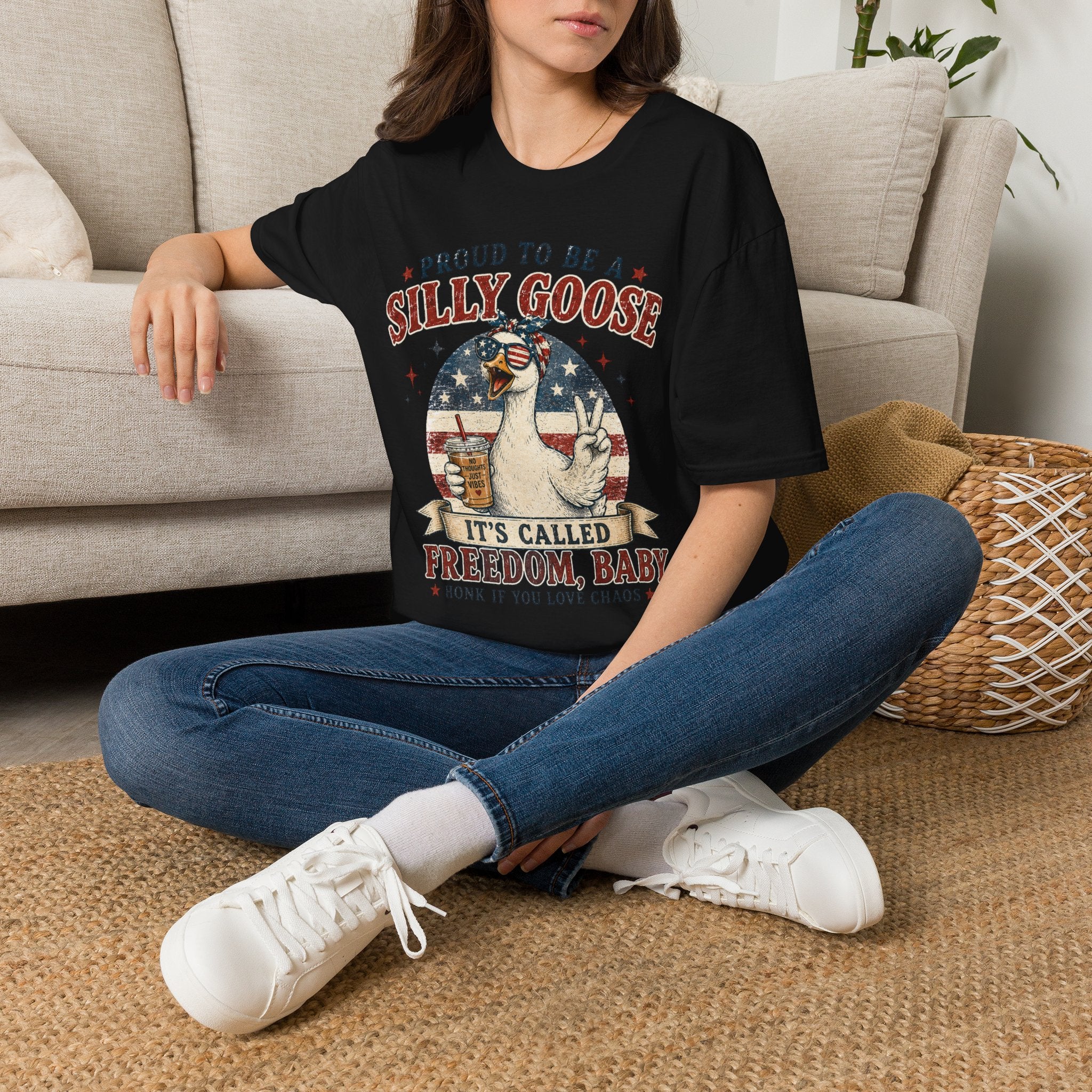 Funny Silly Goose Patriotic T-Shirt | Proud To Be A Silly Goose | Vintage 4th of July Graphic Tee
