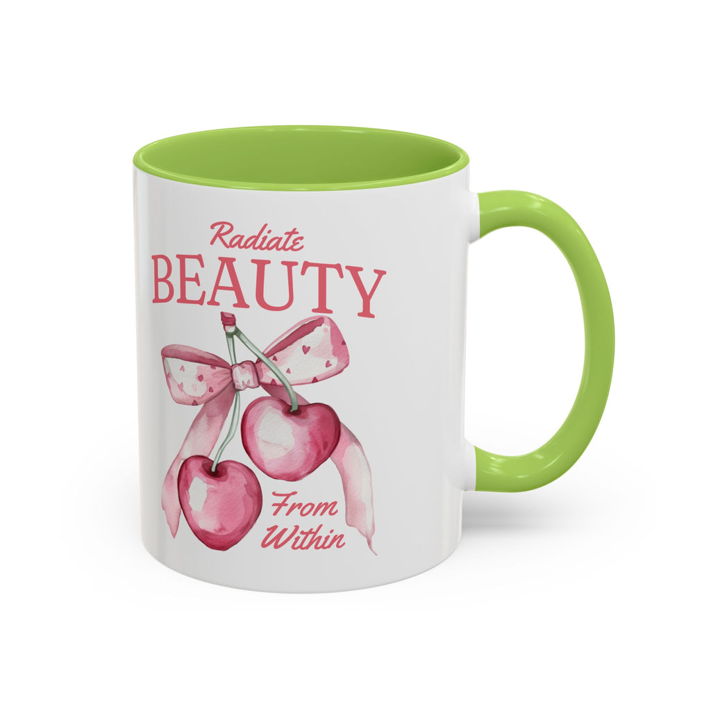 Personalized Coquette Cherry Mug | Watercolor Bow Cup