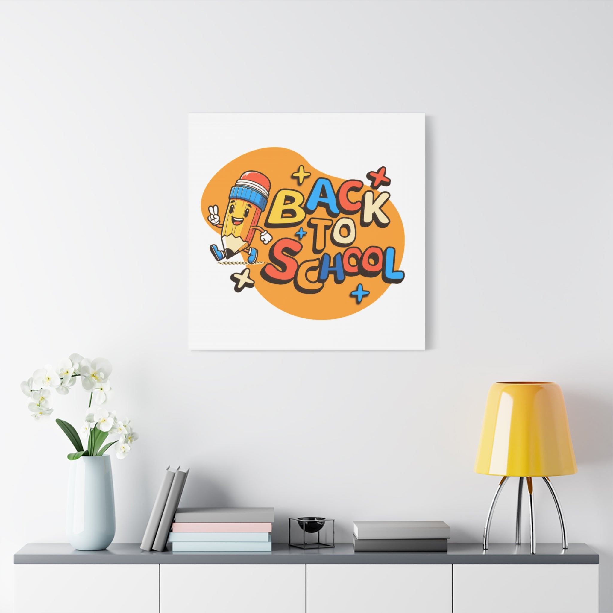 Back to School Canvas Wall Art — Cheerful Pencil Classroom Decor