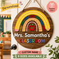 Personalized Teacher Classroom Wooden Sign – Custom Classroom Door Hanger Gift