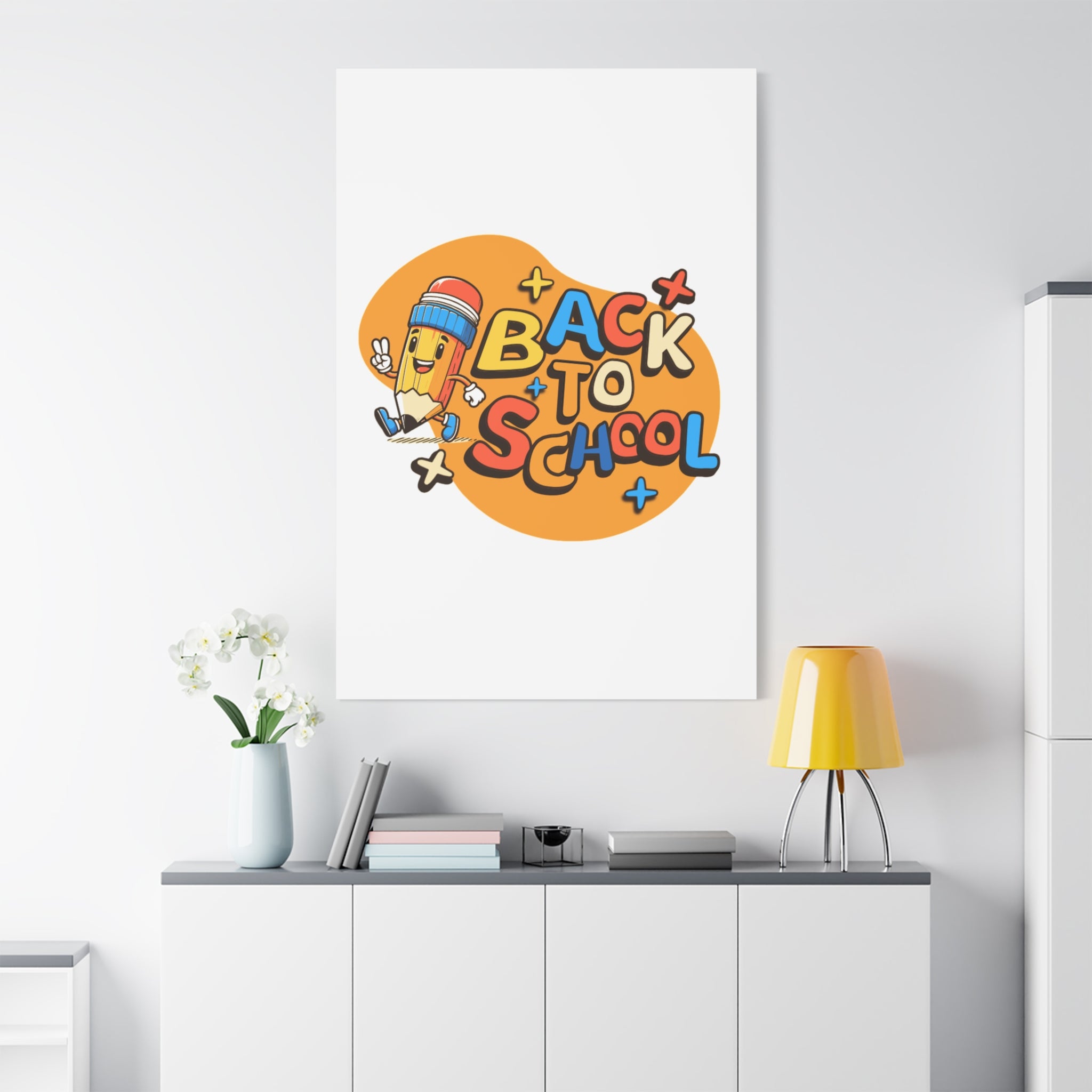 Back to School Canvas Wall Art — Cheerful Pencil Classroom Decor