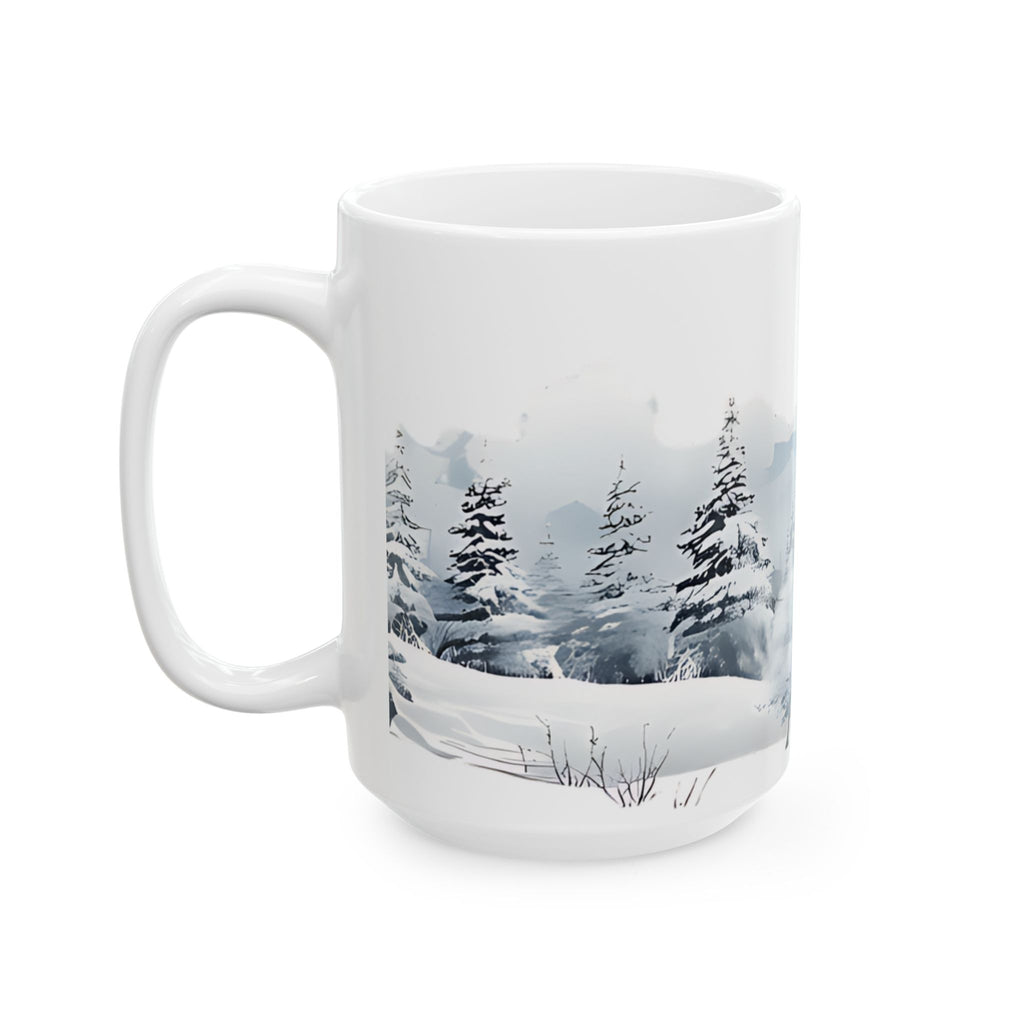 Watercolor Winter Forest Mug | Snowy Christmas Coffee Cup
