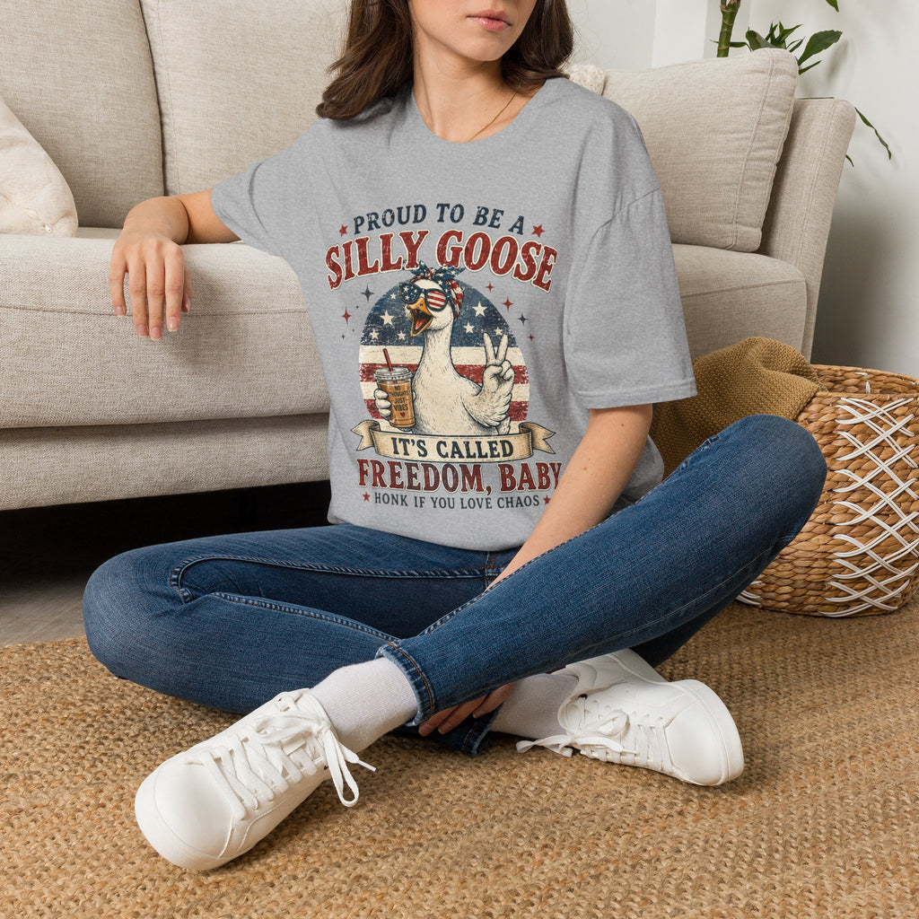 Funny Silly Goose Patriotic T-Shirt | Proud To Be A Silly Goose | Vintage 4th of July Graphic Tee