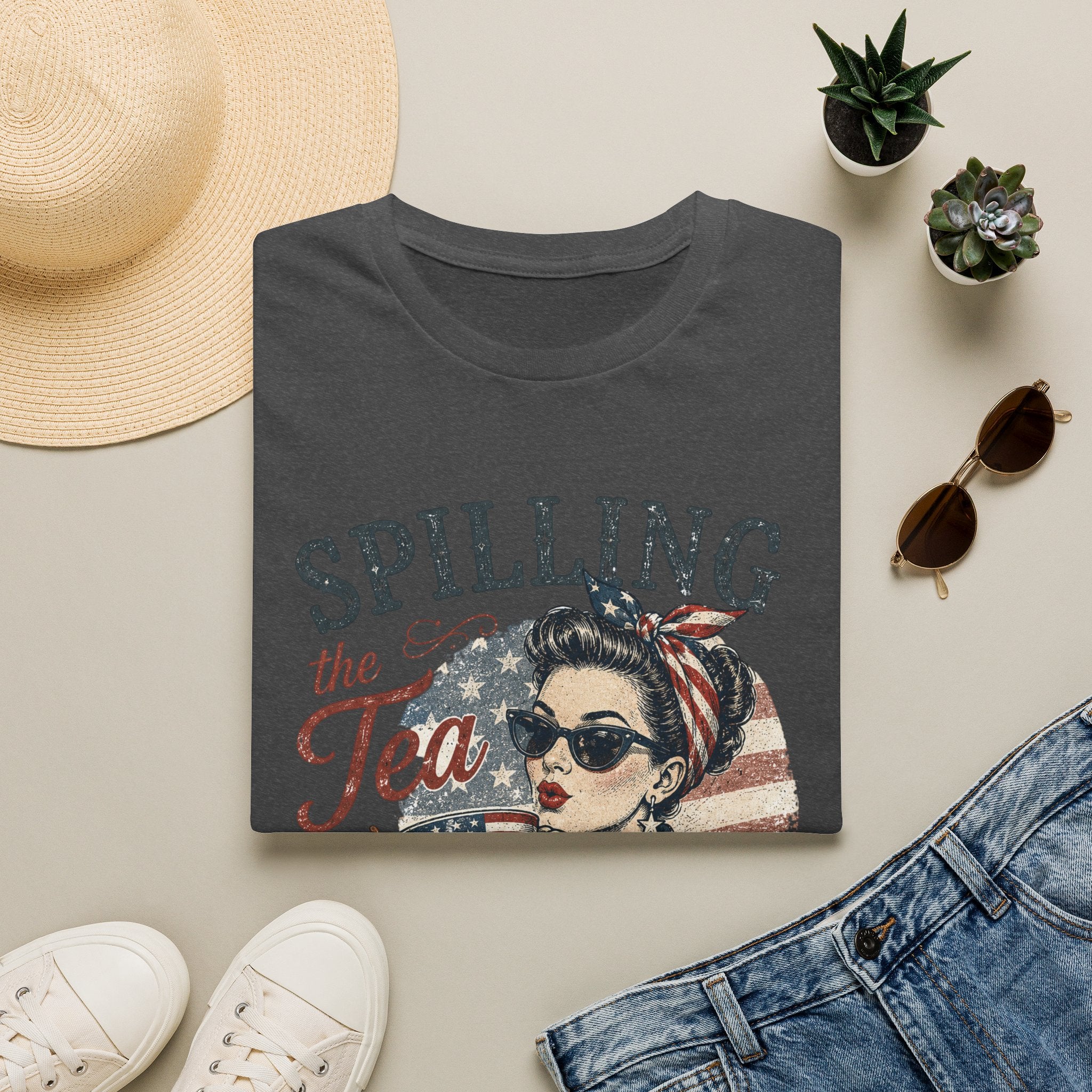 Spilling The Tea Since 1776 T-Shirt | Vintage Patriotic Graphic Tee | Funny America Independence Day Shirt