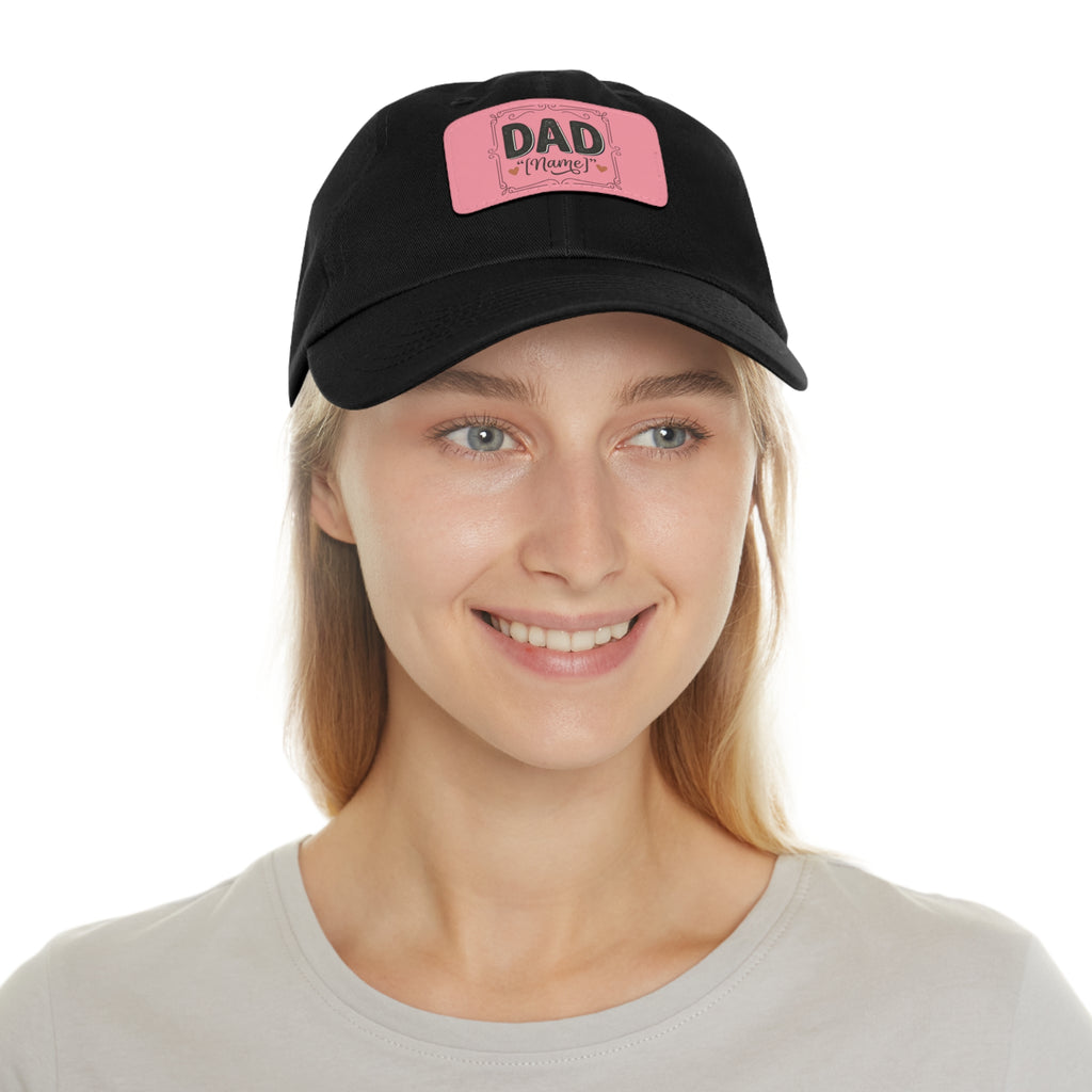 Personalized "Dad" Leather Patch Dad Hat — Custom Father's Day Cap