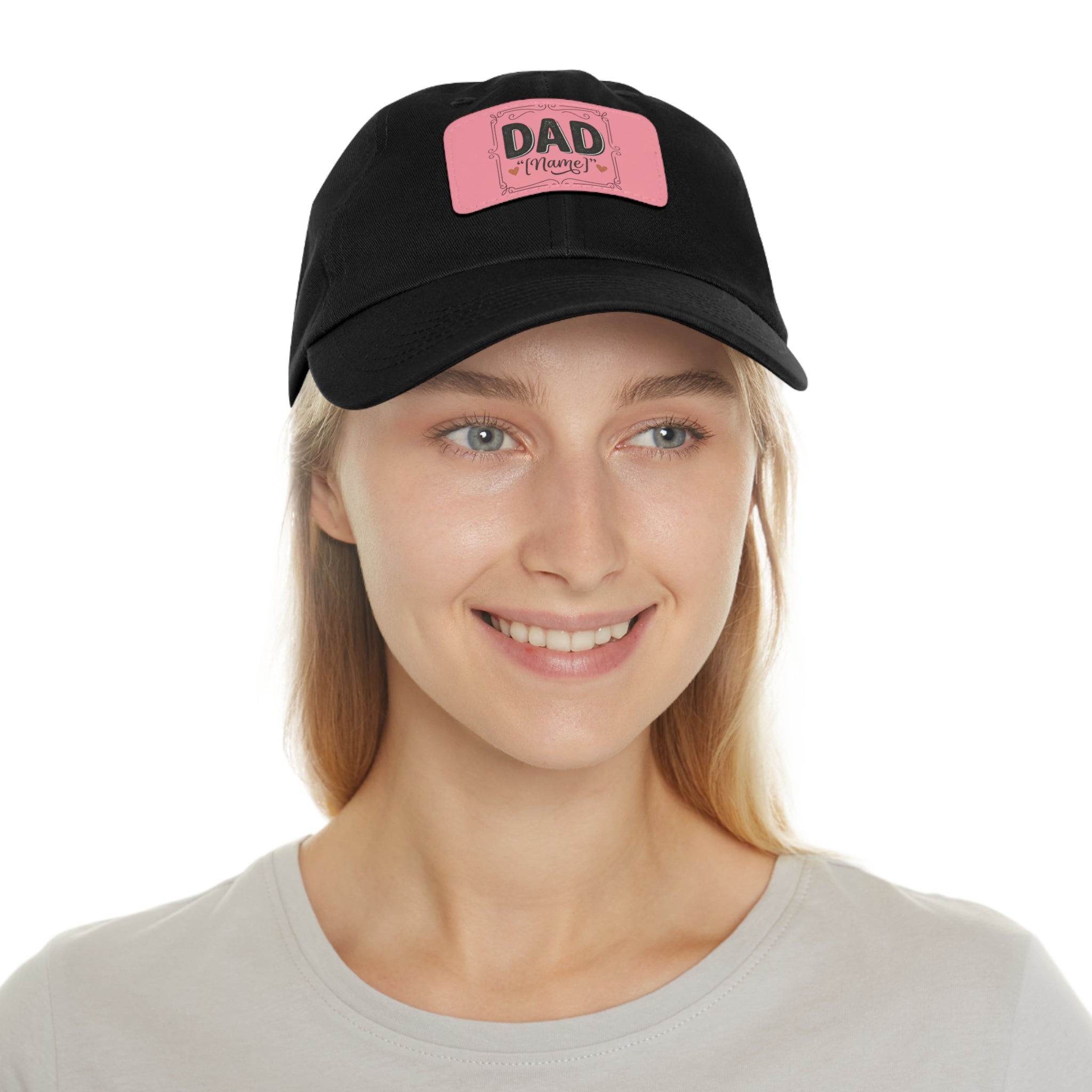 Personalized "Dad" Leather Patch Dad Hat — Custom Father's Day Cap