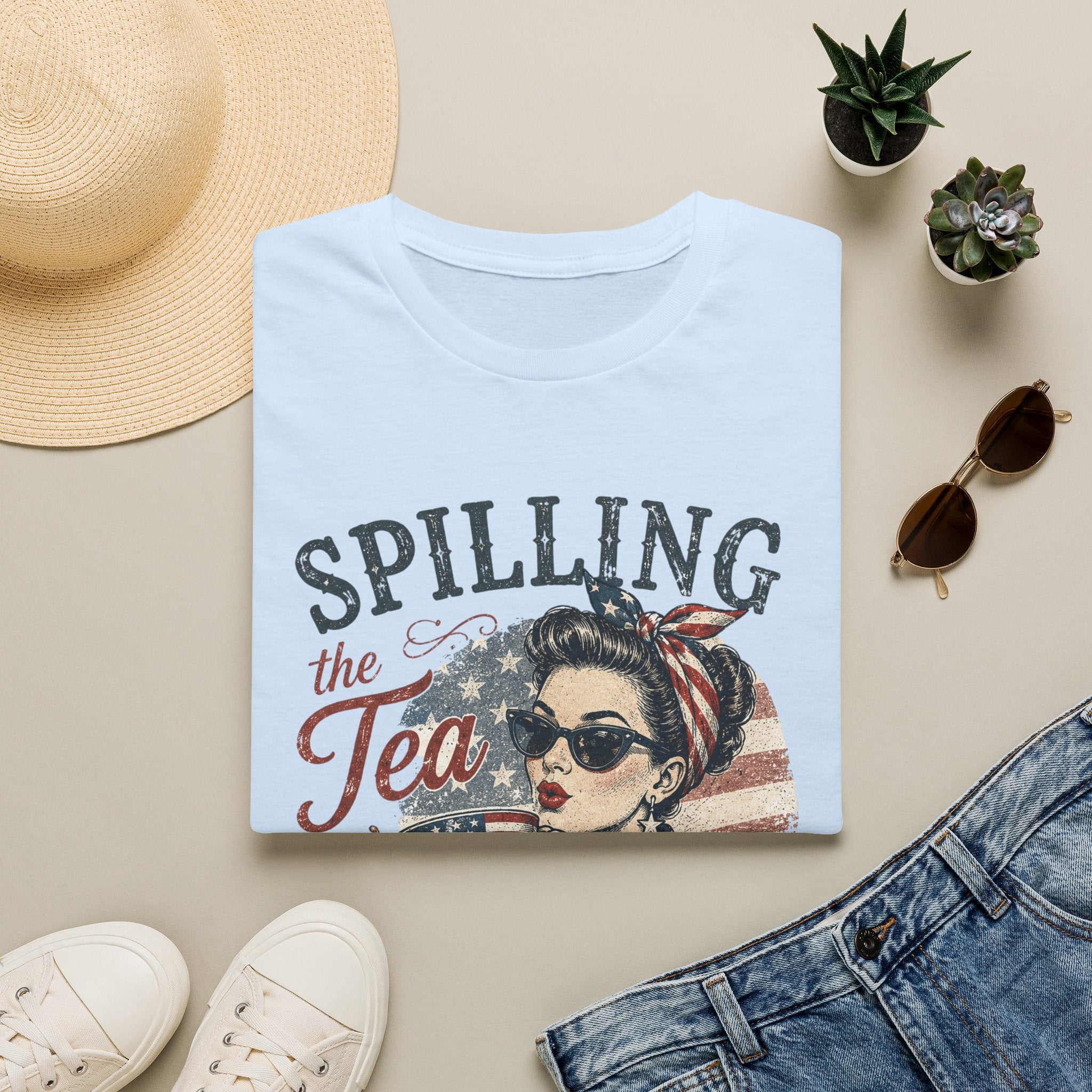 Spilling The Tea Since 1776 T-Shirt | Vintage Patriotic Graphic Tee | Funny America Independence Day Shirt