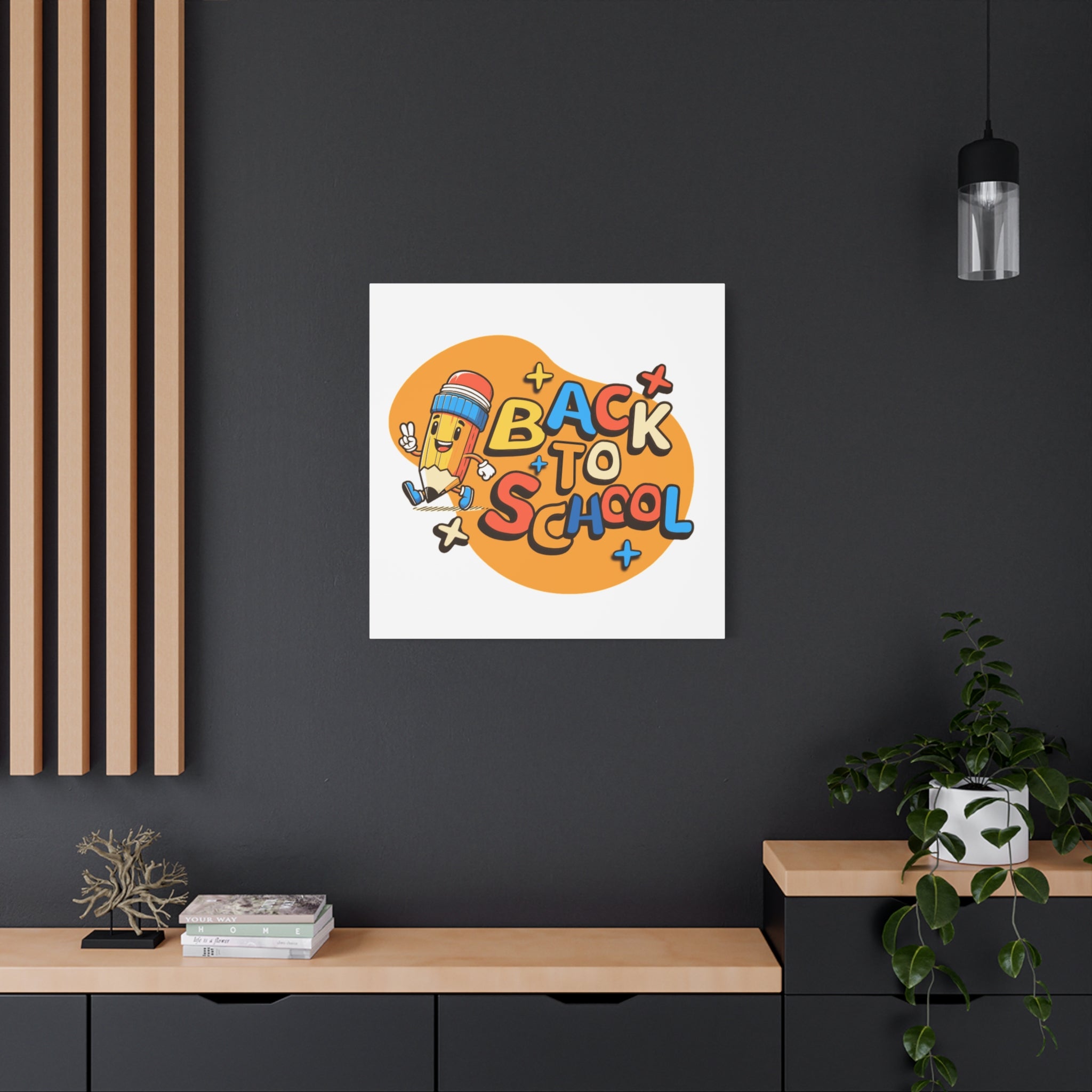 Back to School Canvas Wall Art — Cheerful Pencil Classroom Decor