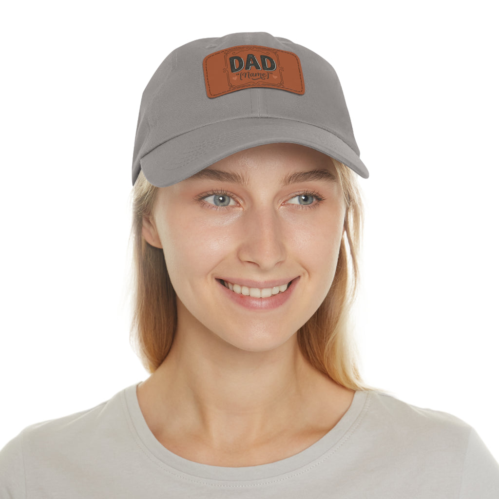 Personalized "Dad" Leather Patch Dad Hat — Custom Father's Day Cap