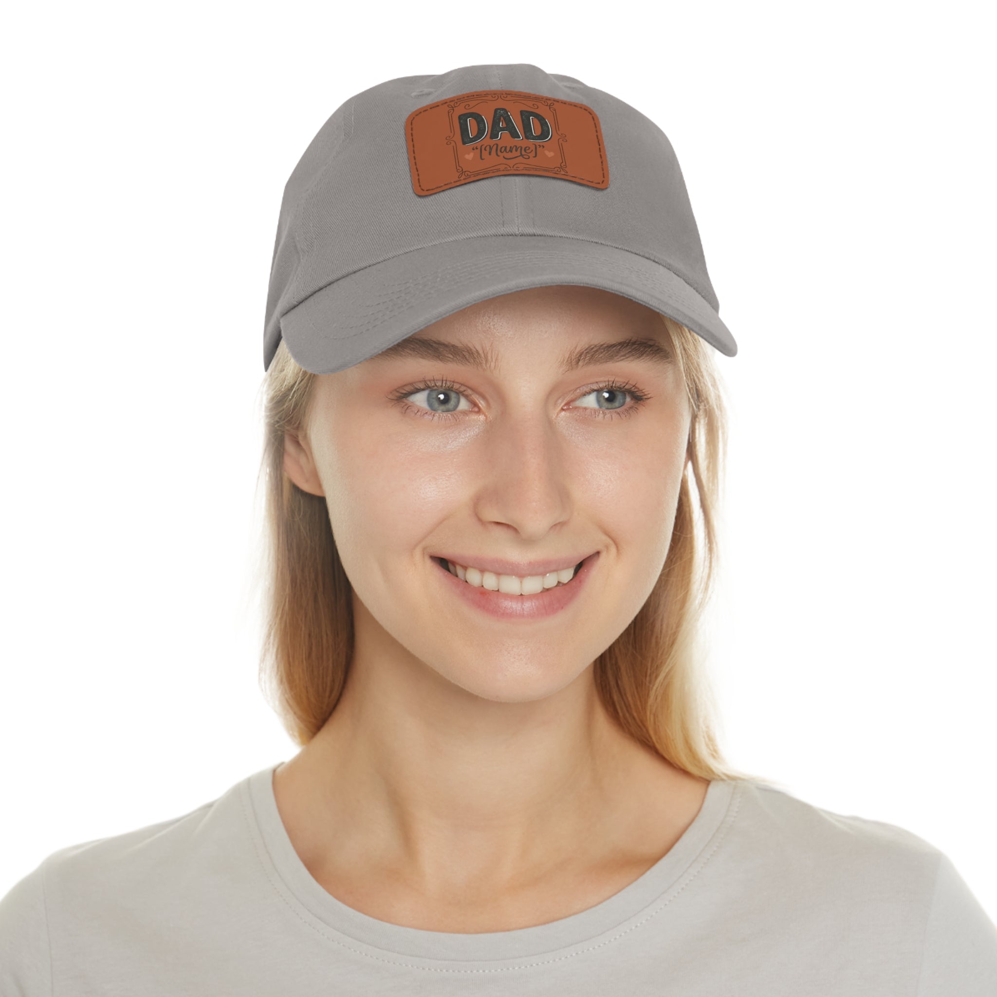 Personalized "Dad" Leather Patch Dad Hat — Custom Father's Day Cap