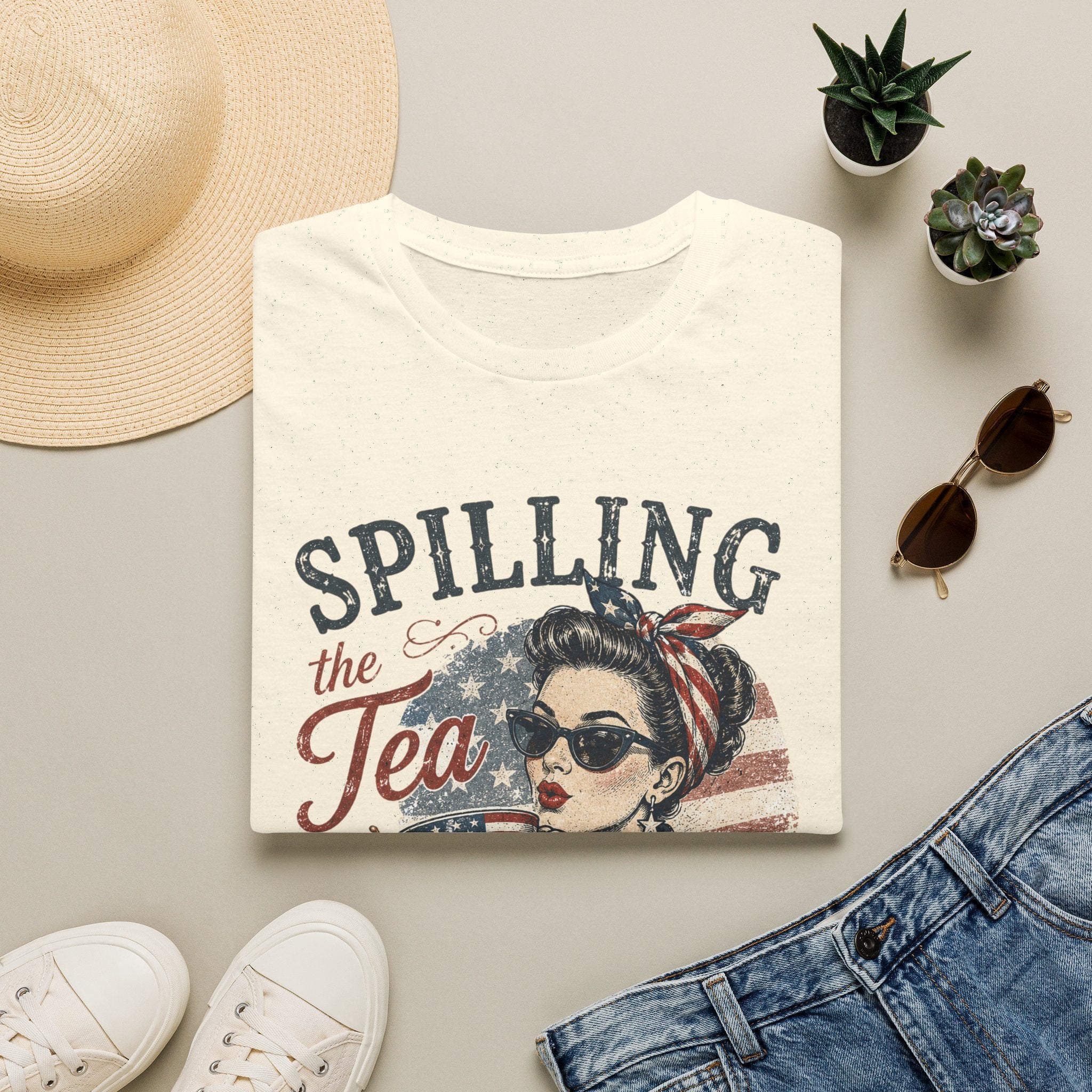 Spilling The Tea Since 1776 T-Shirt | Vintage Patriotic Graphic Tee | Funny America Independence Day Shirt