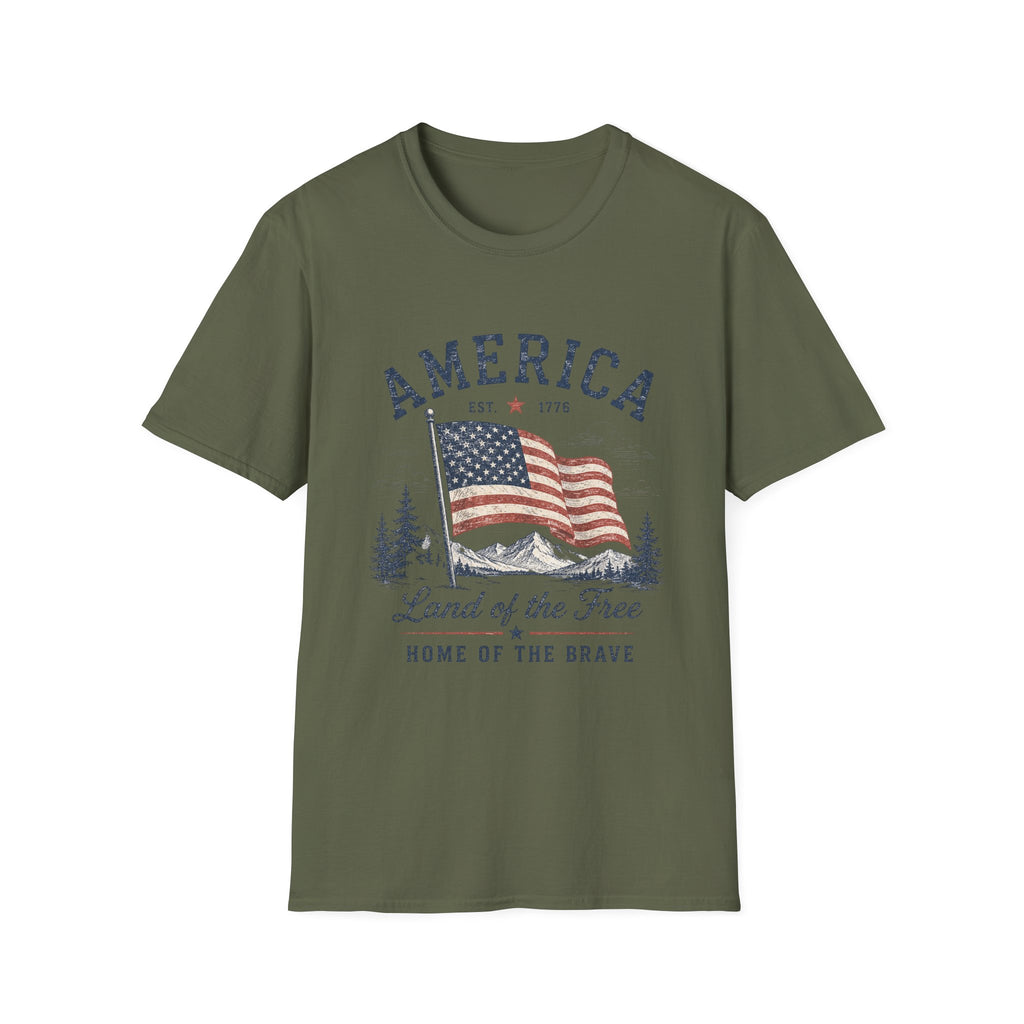 Vintage America Est. 1776 T-Shirt | Land of the Free Home of the Brave | Retro Patriotic Graphic Tee