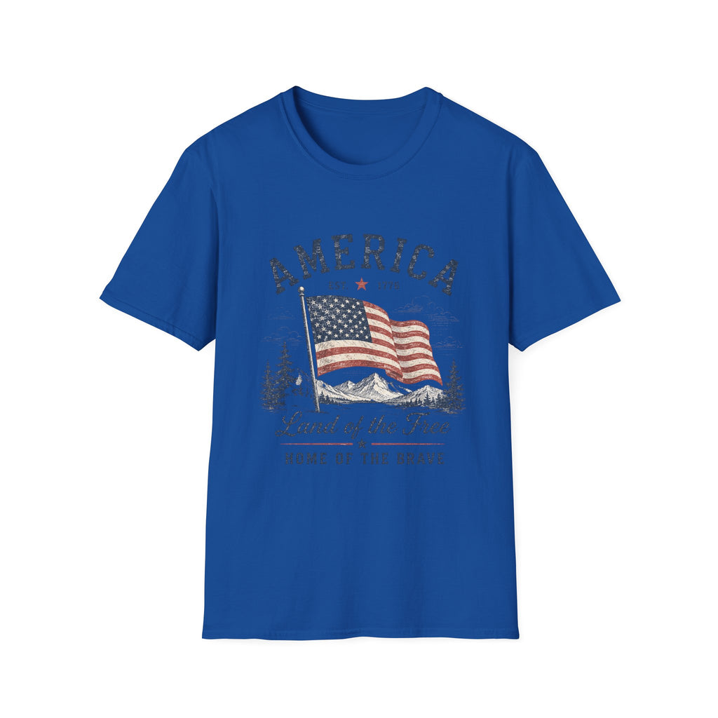 Vintage America Est. 1776 T-Shirt | Land of the Free Home of the Brave | Retro Patriotic Graphic Tee