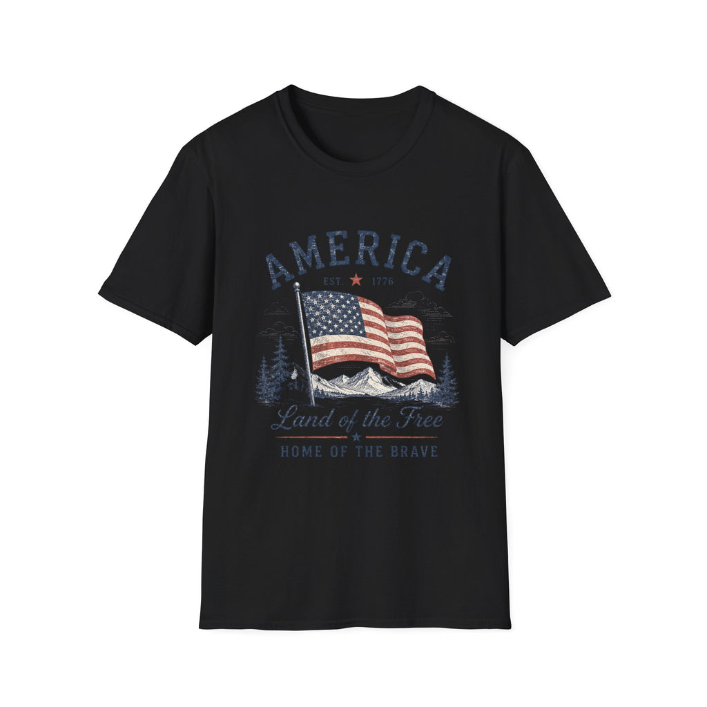 Vintage America Est. 1776 T-Shirt | Land of the Free Home of the Brave | Retro Patriotic Graphic Tee