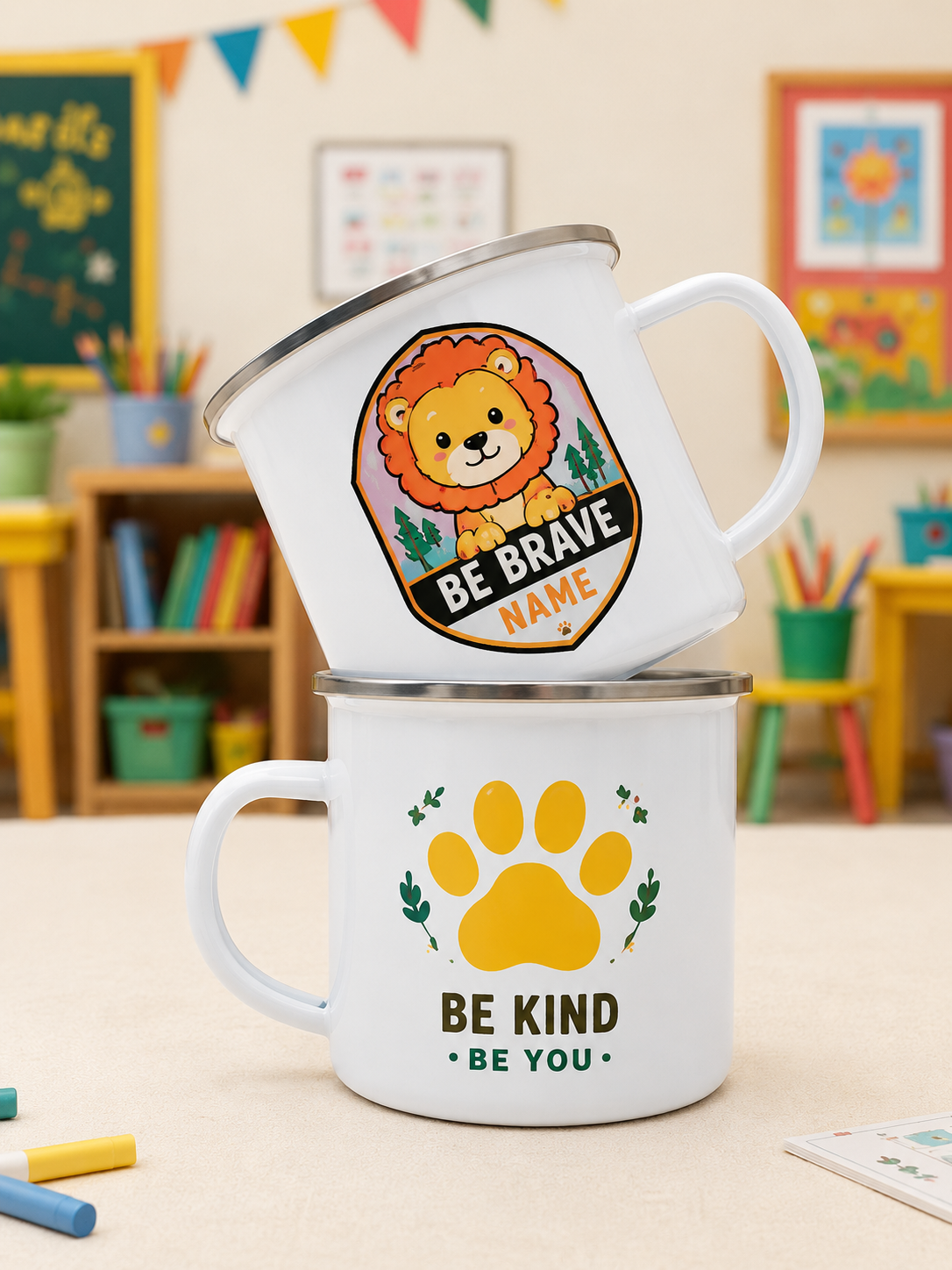 Personalized Kids Enamel Mug – Custom Name Mug for Kindergarten & Little Explorers