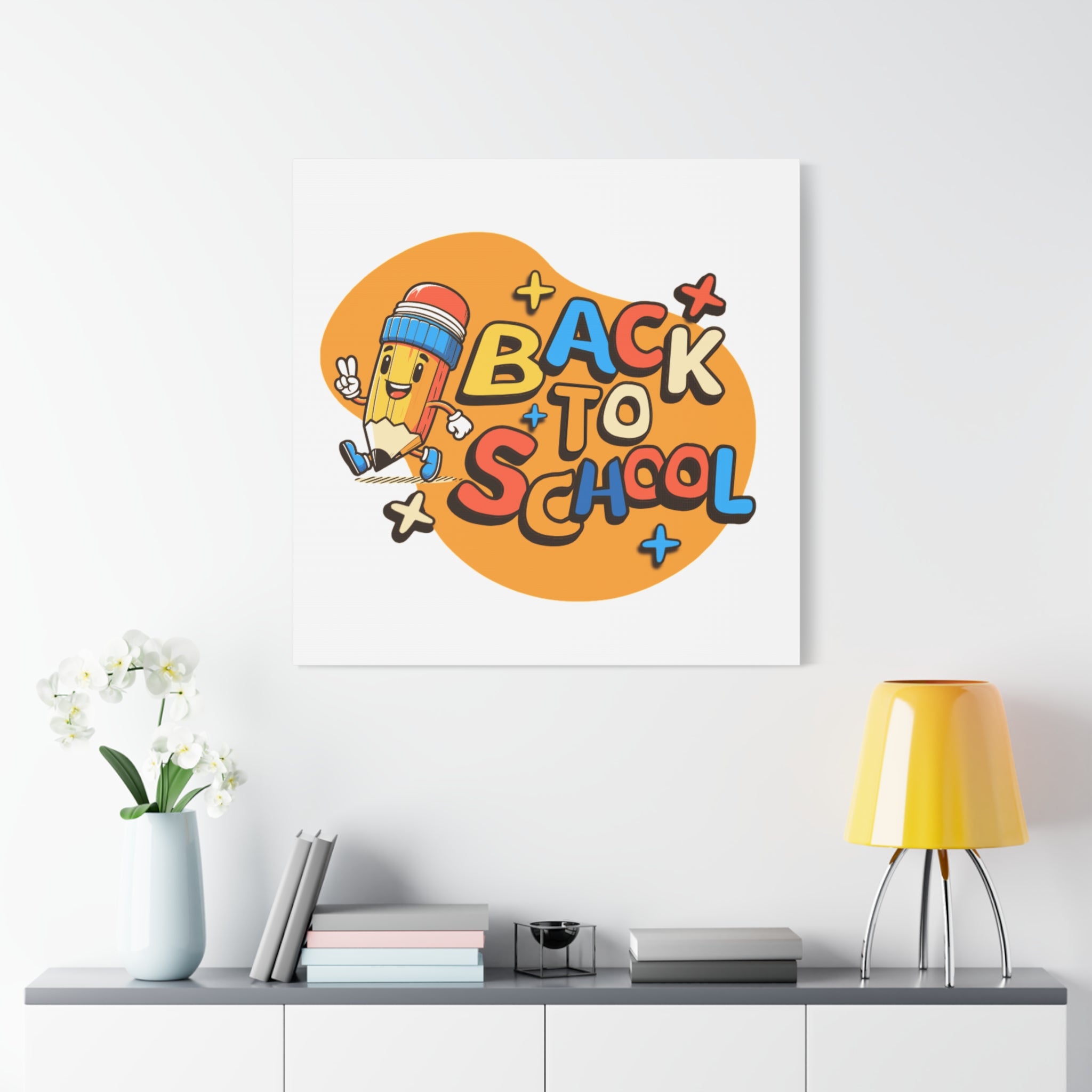Back to School Canvas Wall Art — Cheerful Pencil Classroom Decor