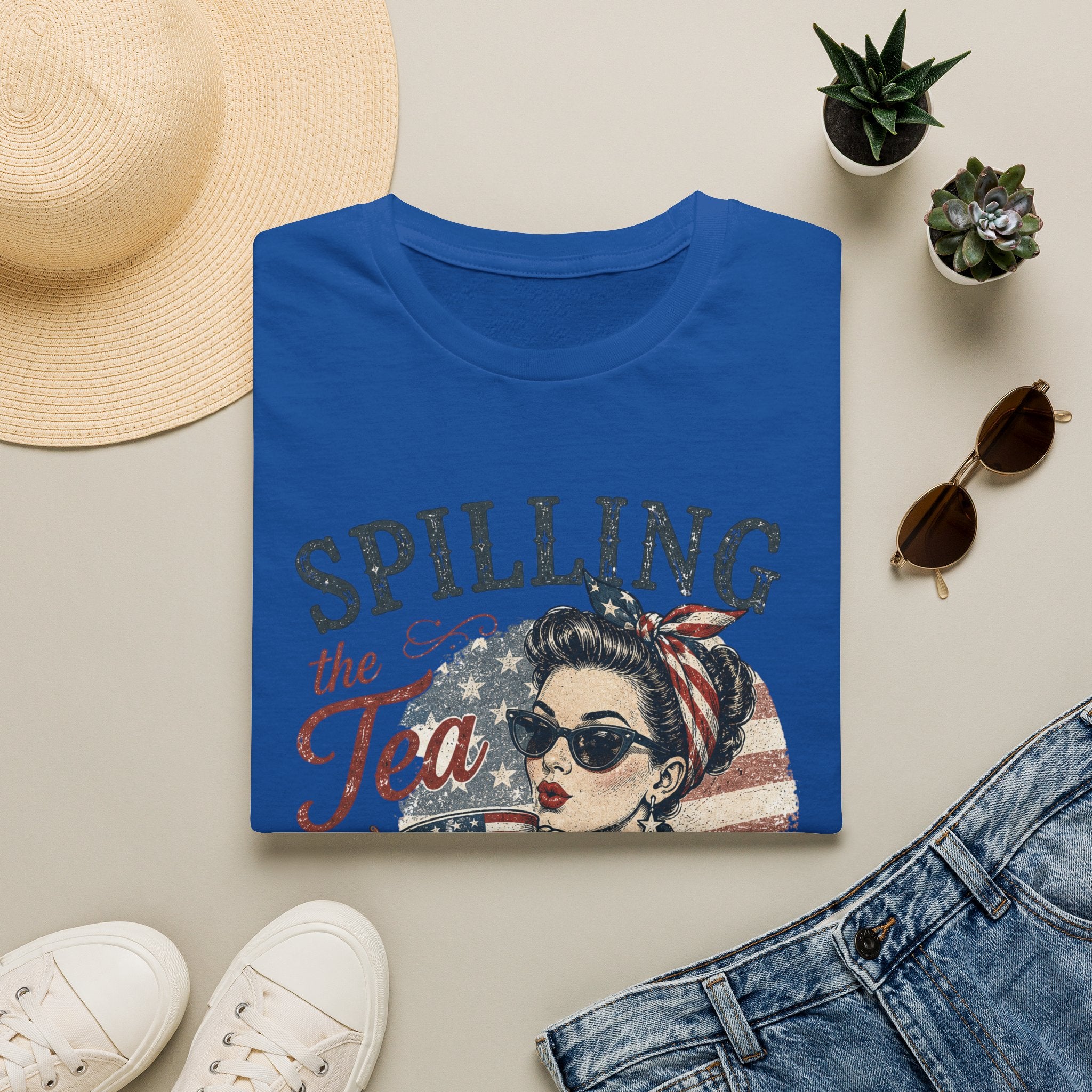 Spilling The Tea Since 1776 T-Shirt | Vintage Patriotic Graphic Tee | Funny America Independence Day Shirt