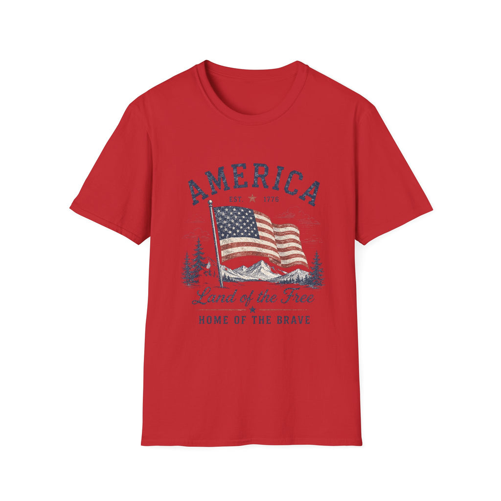 Vintage America Est. 1776 T-Shirt | Land of the Free Home of the Brave | Retro Patriotic Graphic Tee
