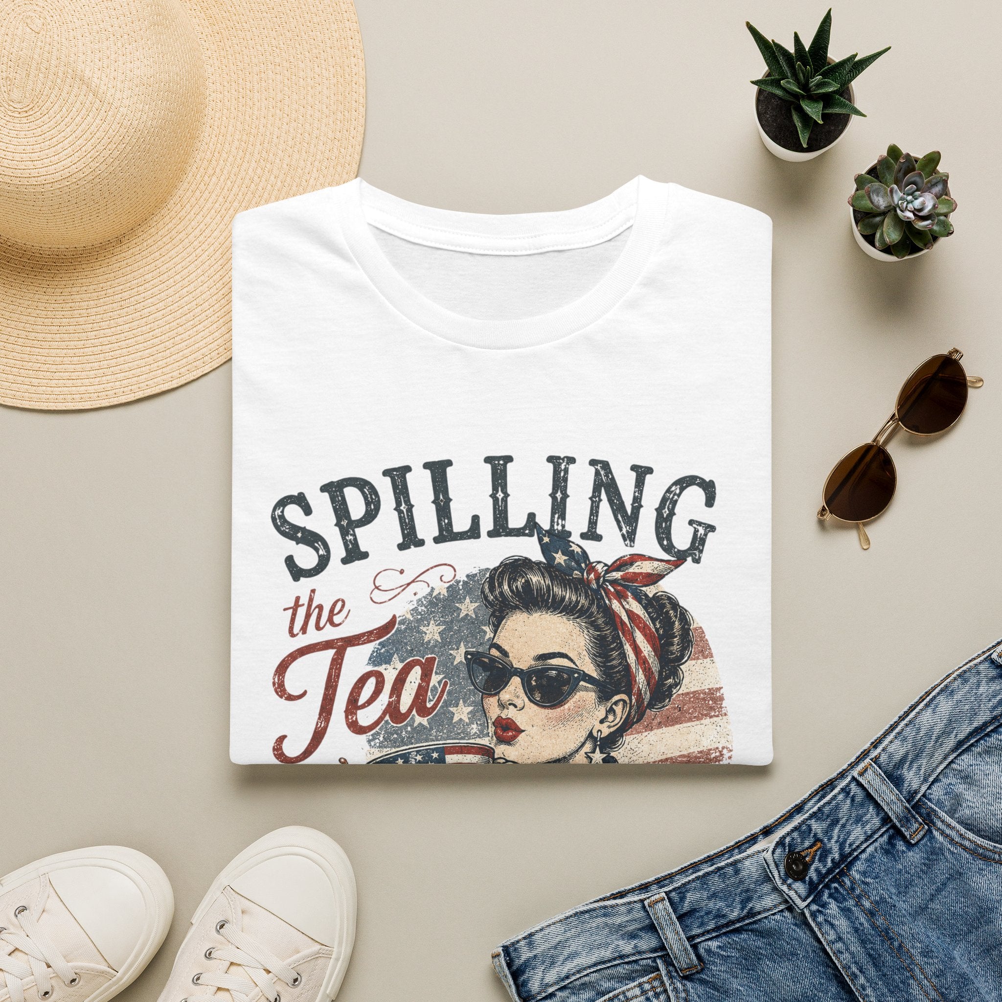 Spilling The Tea Since 1776 T-Shirt | Vintage Patriotic Graphic Tee | Funny America Independence Day Shirt