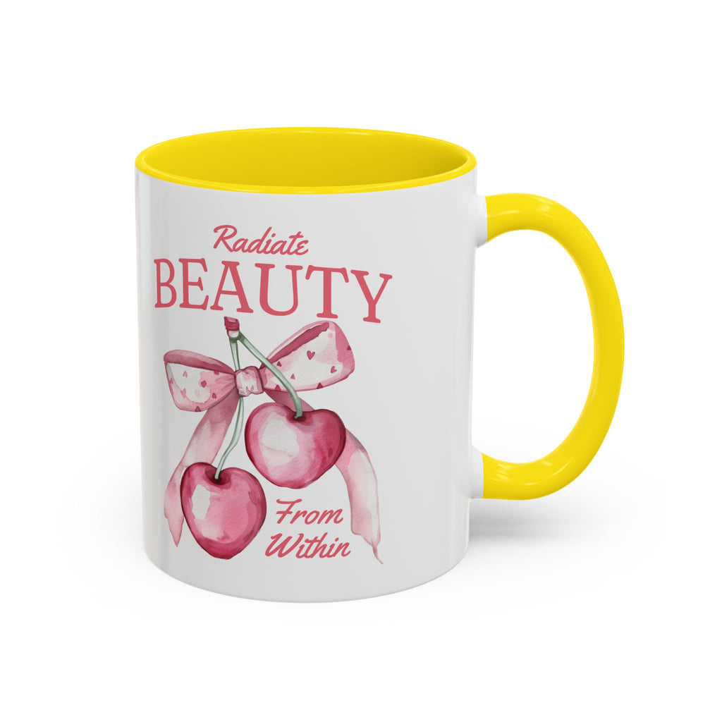 Personalized Coquette Cherry Mug | Watercolor Bow Cup