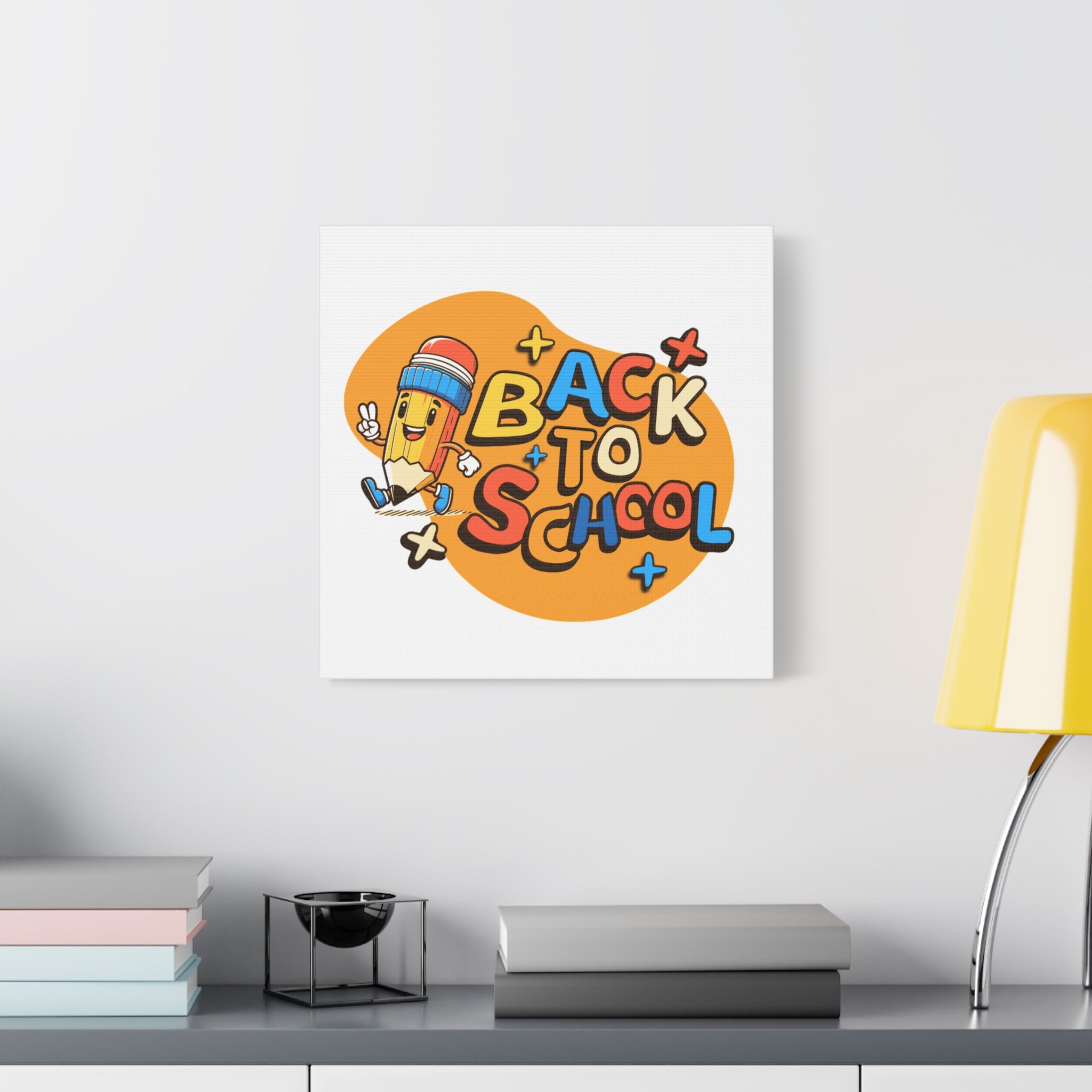 Back to School Canvas Wall Art — Cheerful Pencil Classroom Decor