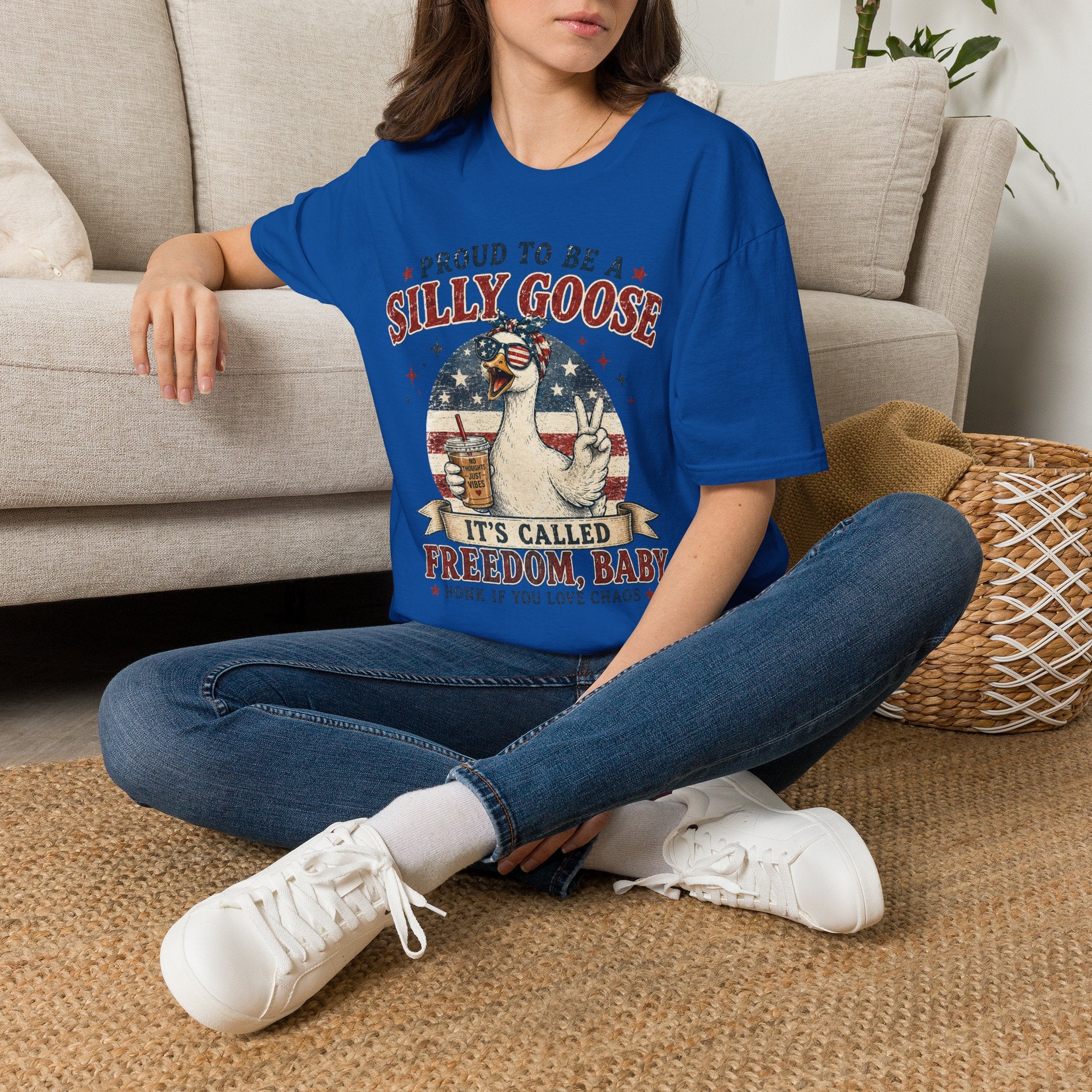 Funny Silly Goose Patriotic T-Shirt | Proud To Be A Silly Goose | Vintage 4th of July Graphic Tee
