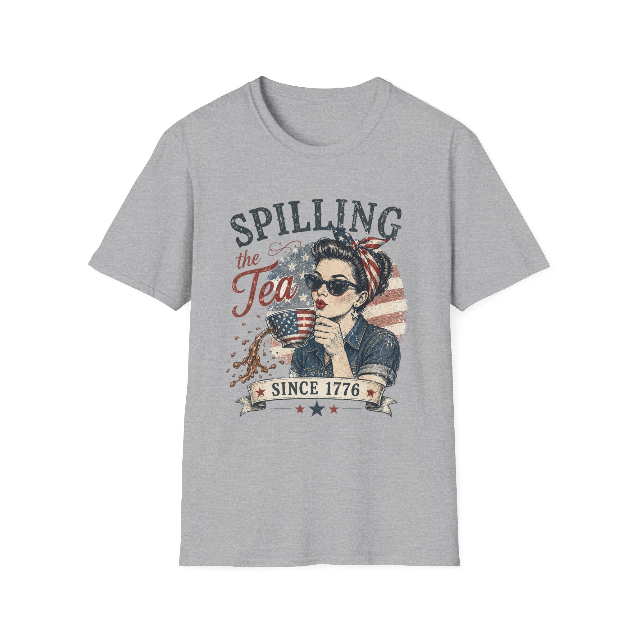 Spilling The Tea Since 1776 T-Shirt | Vintage Patriotic Graphic Tee | Funny America Independence Day Shirt