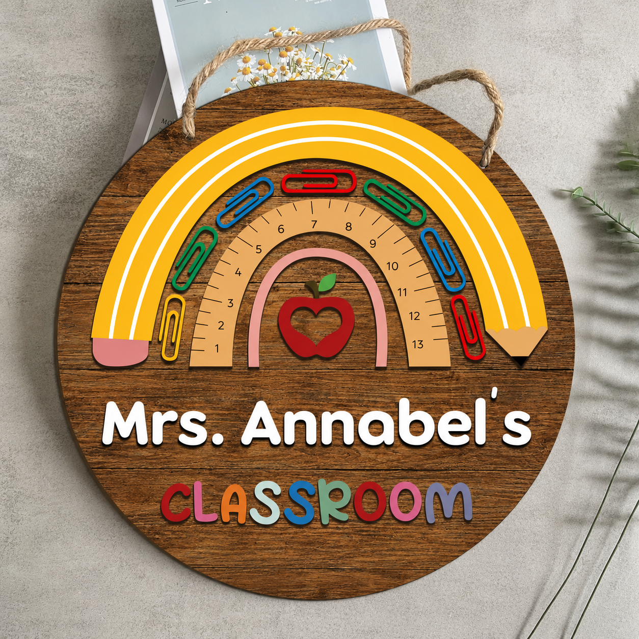 Personalized Teacher Classroom Wooden Sign – Custom Classroom Door Hanger Gift
