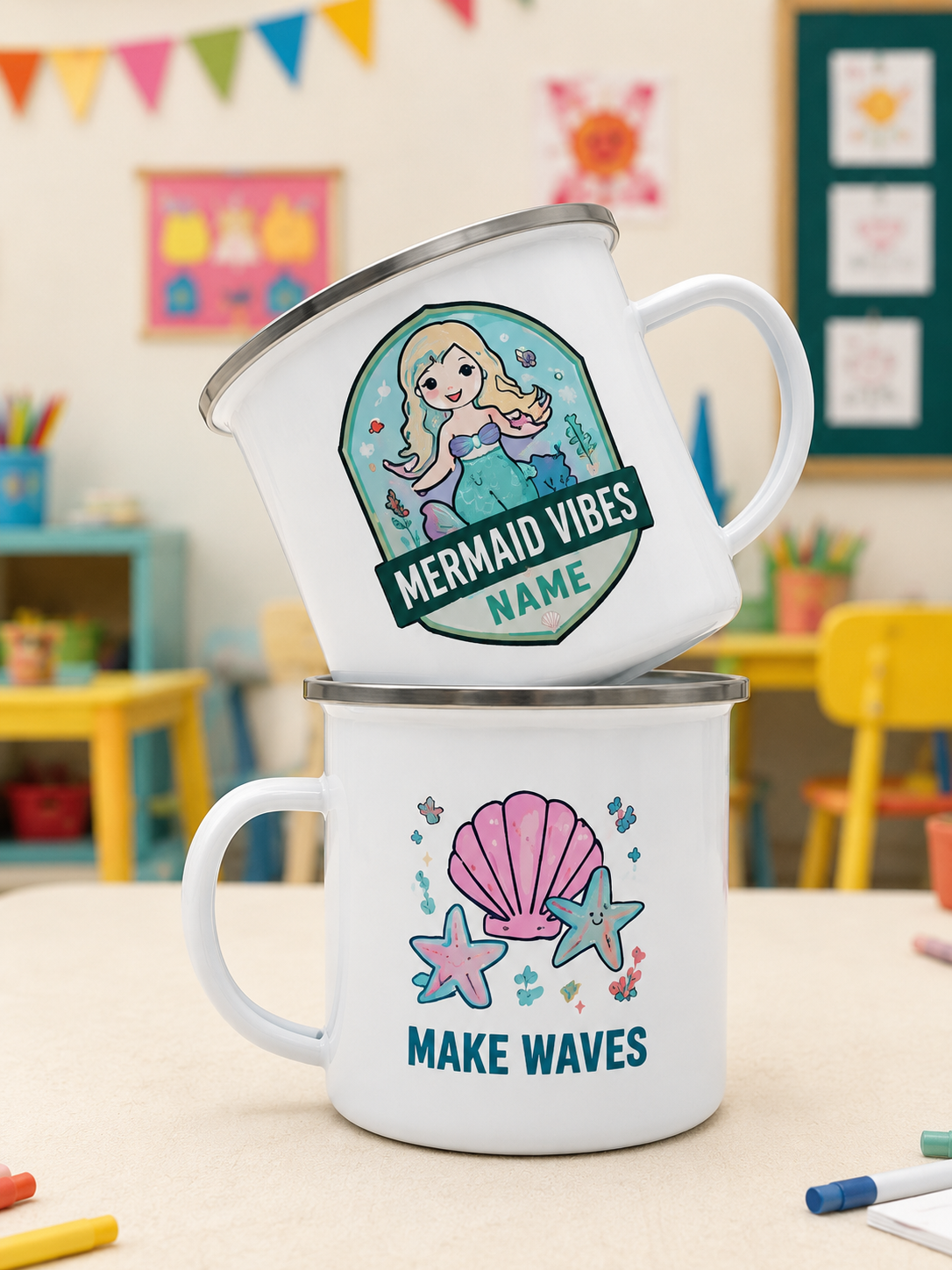 Personalized Kids Enamel Mug – Custom Name Mug for Kindergarten & Little Explorers