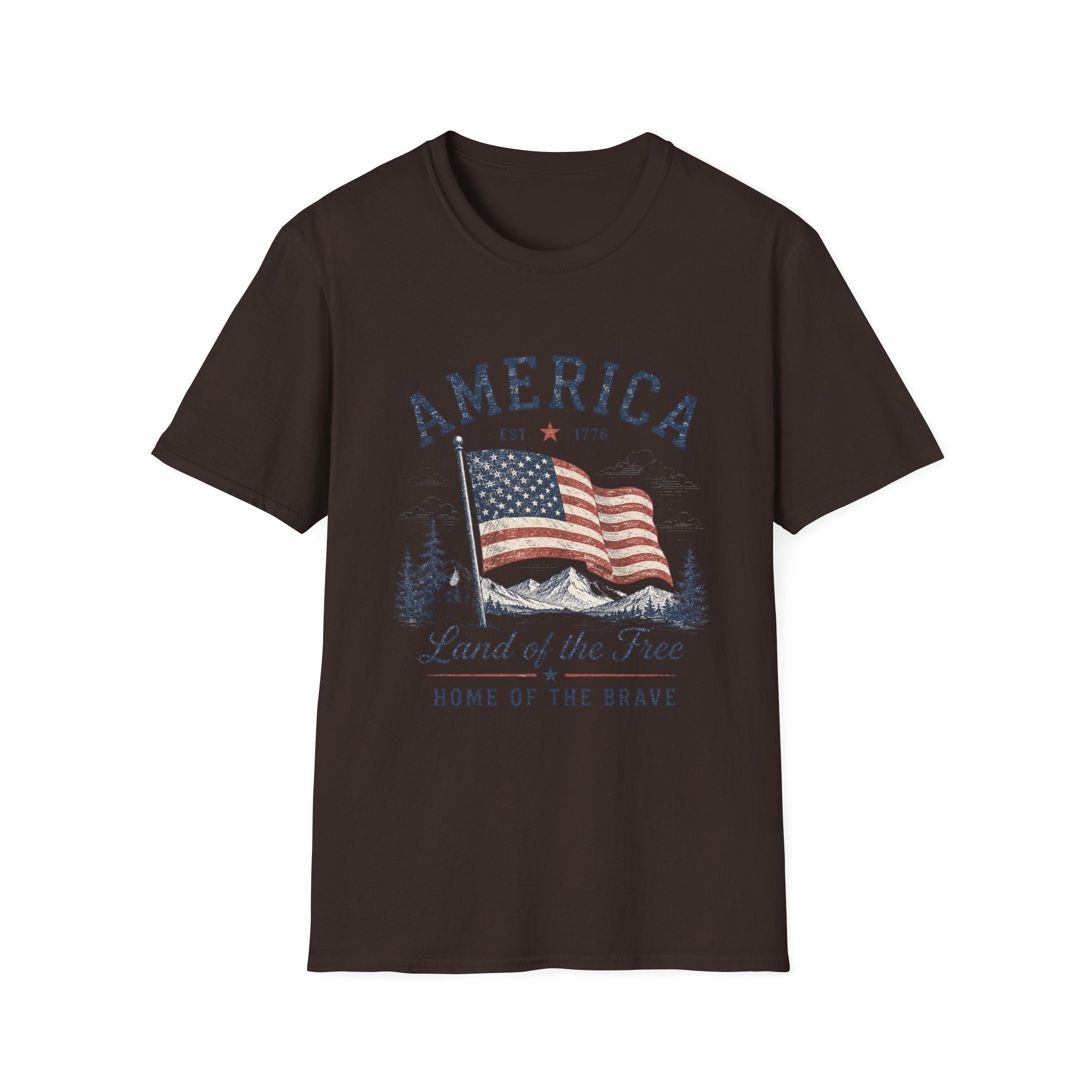 Vintage America Est. 1776 T-Shirt | Land of the Free Home of the Brave | Retro Patriotic Graphic Tee