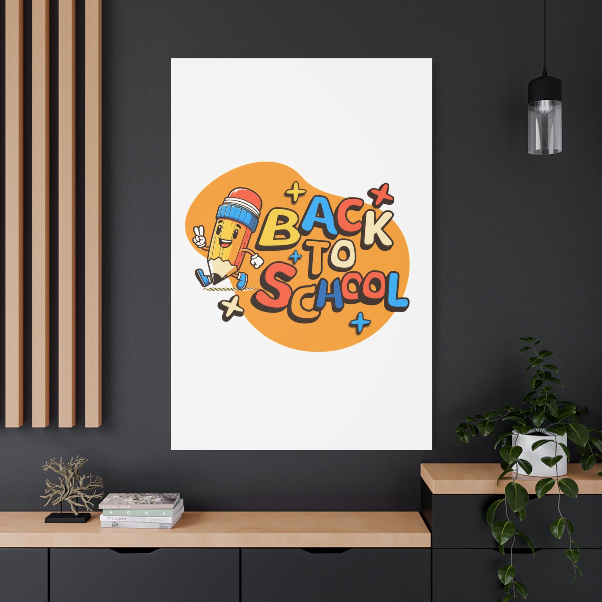 Back to School Canvas Wall Art — Cheerful Pencil Classroom Decor