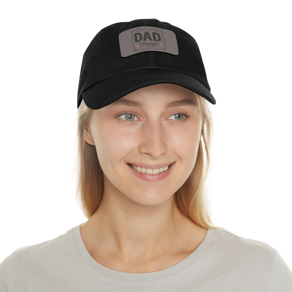 Personalized "Dad" Leather Patch Dad Hat — Custom Father's Day Cap